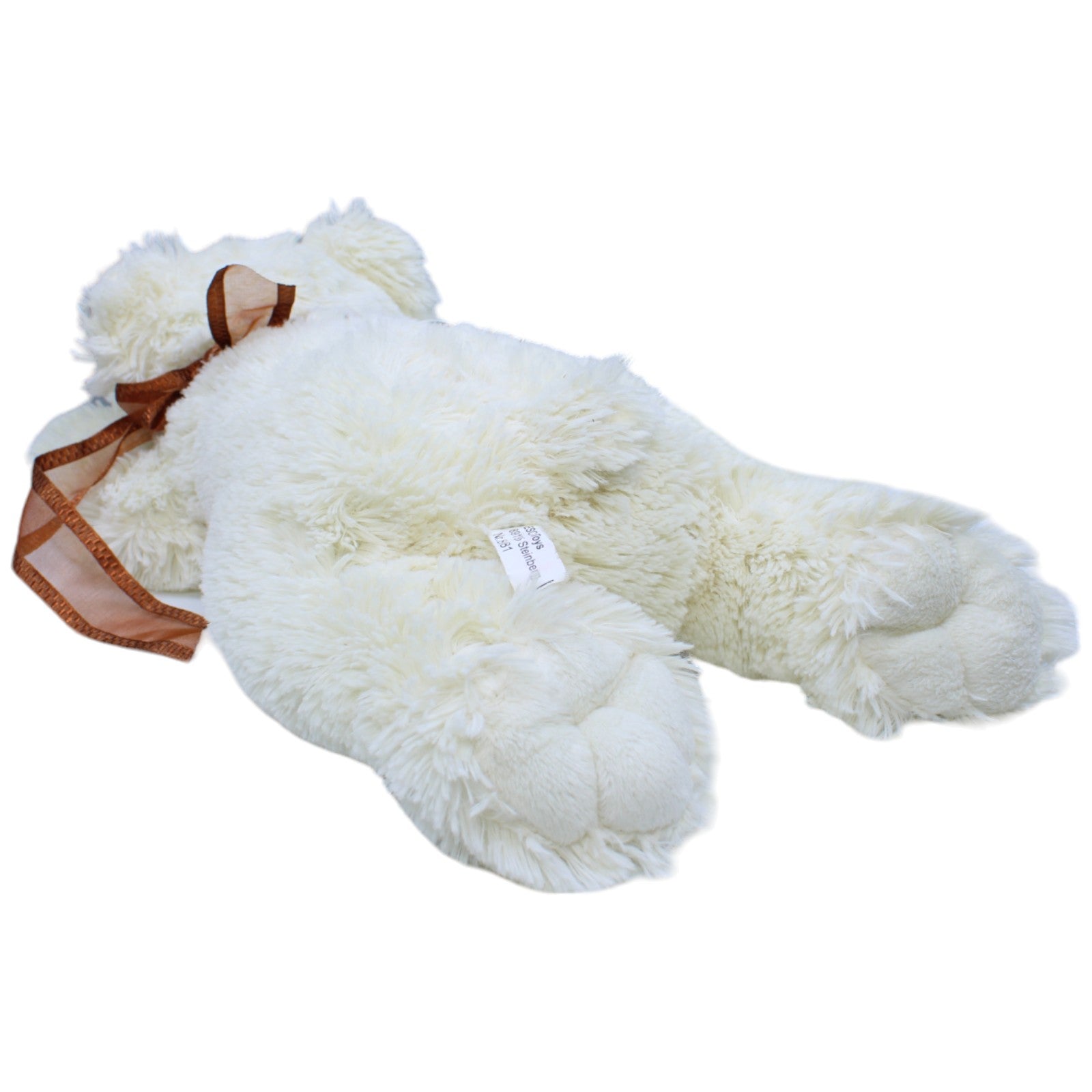 1236543 ESC Toys Süßer schlafender Bär, weiß Kuscheltier Kumpel Leo Bär Gebraucht Teddy