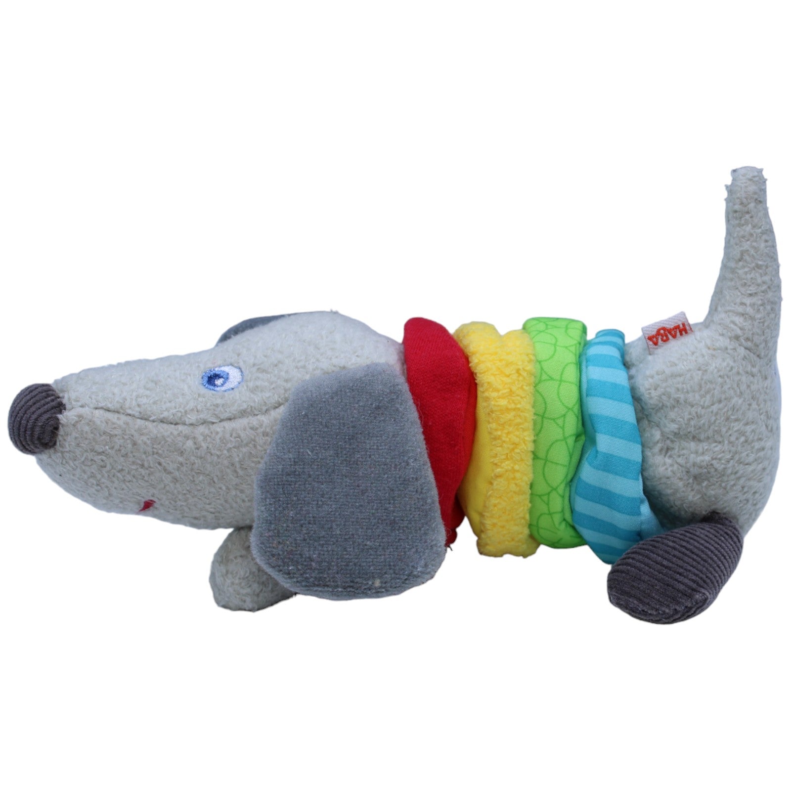 1236565 HABA Ratterfigur, bunter Dackel Kuscheltier Kumpel Leo Gebraucht Hund