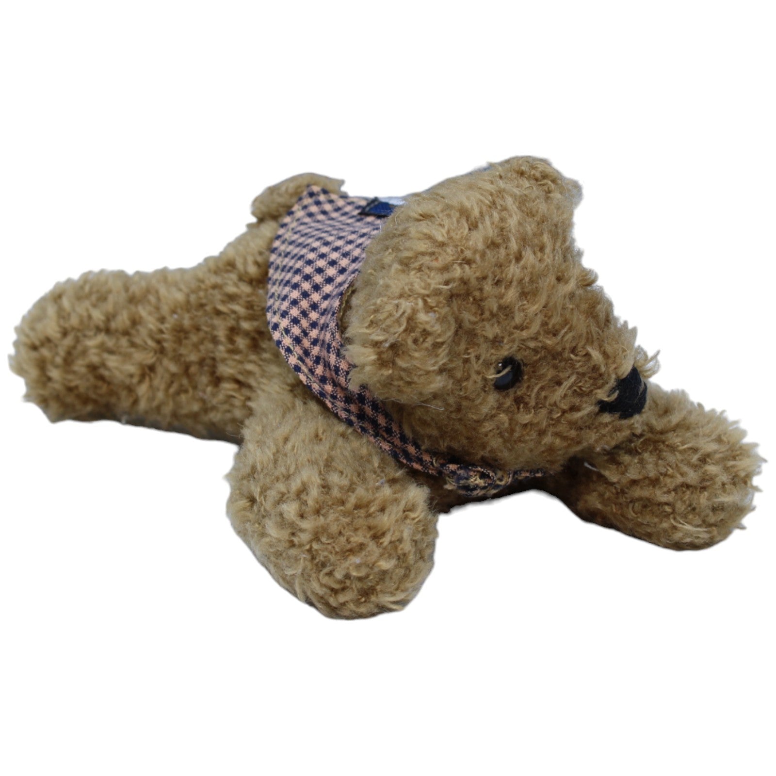 1236580 Ursula Gehlmann Süßer Teddybär mit kariertem Halstuch, liegend Kuscheltier Kumpel Leo Bär Gebraucht Teddy