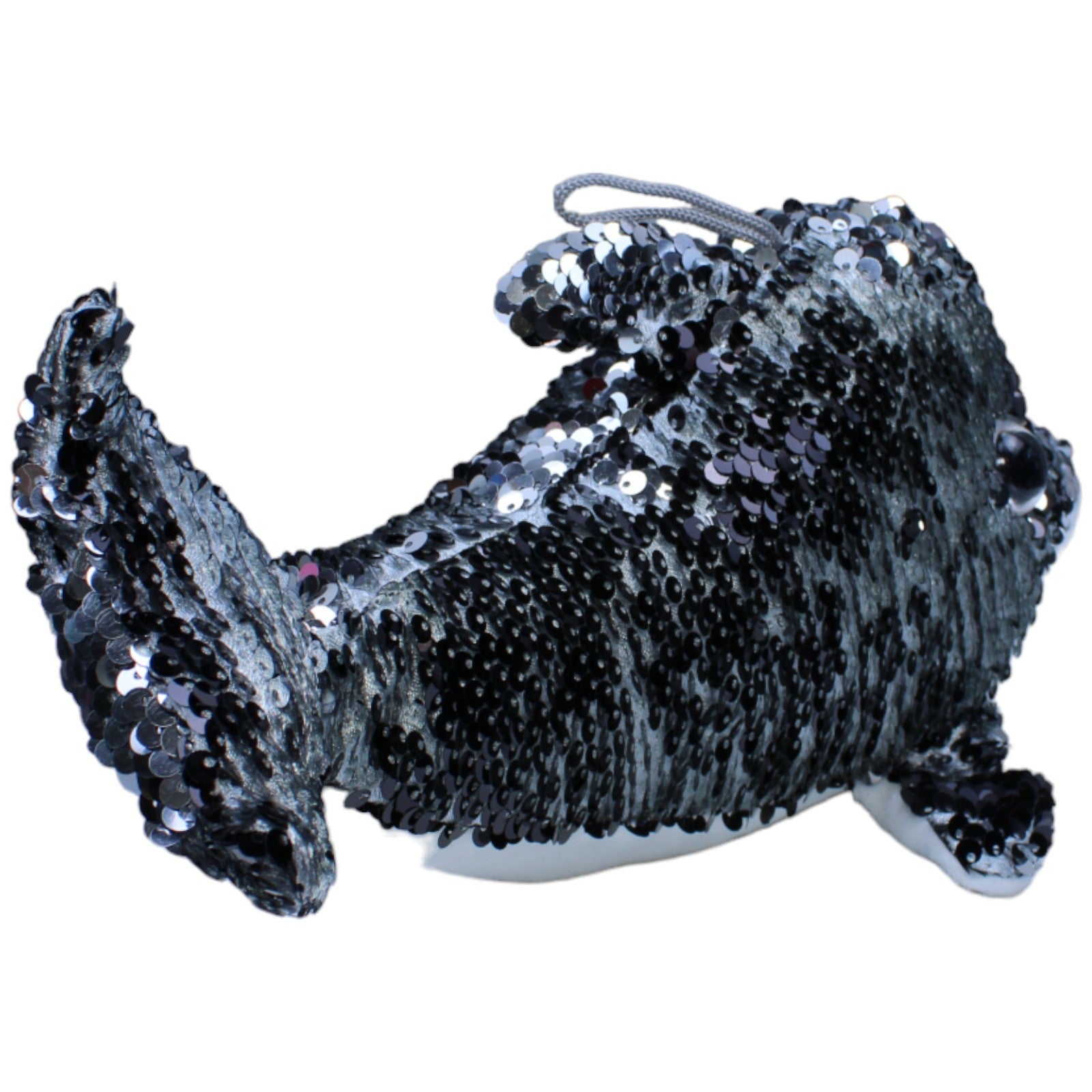 1236627 FLOTI Flos Toys, Paillette Delfin schwarz - silber Kuscheltier Kumpel Leo Gebraucht Hund