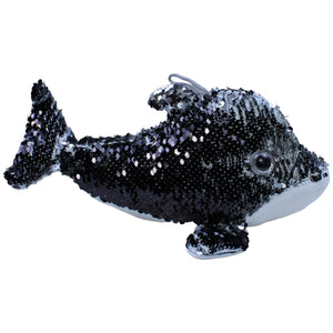 1236627 FLOTI Flos Toys, Paillette Delfin schwarz - silber Kuscheltier Kumpel Leo Gebraucht Hund