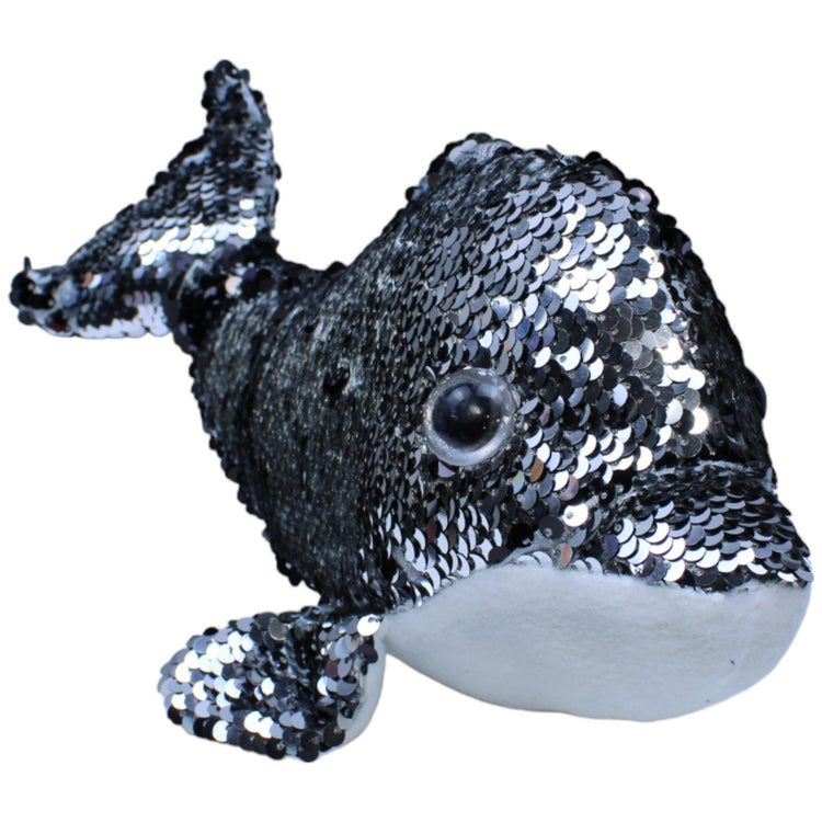 1236627 FLOTI Flos Toys, Paillette Delfin schwarz - silber Kuscheltier Kumpel Leo Gebraucht Hund