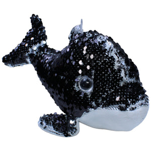 1236627 FLOTI Flos Toys, Paillette Delfin schwarz - silber Kuscheltier Kumpel Leo Gebraucht Hund