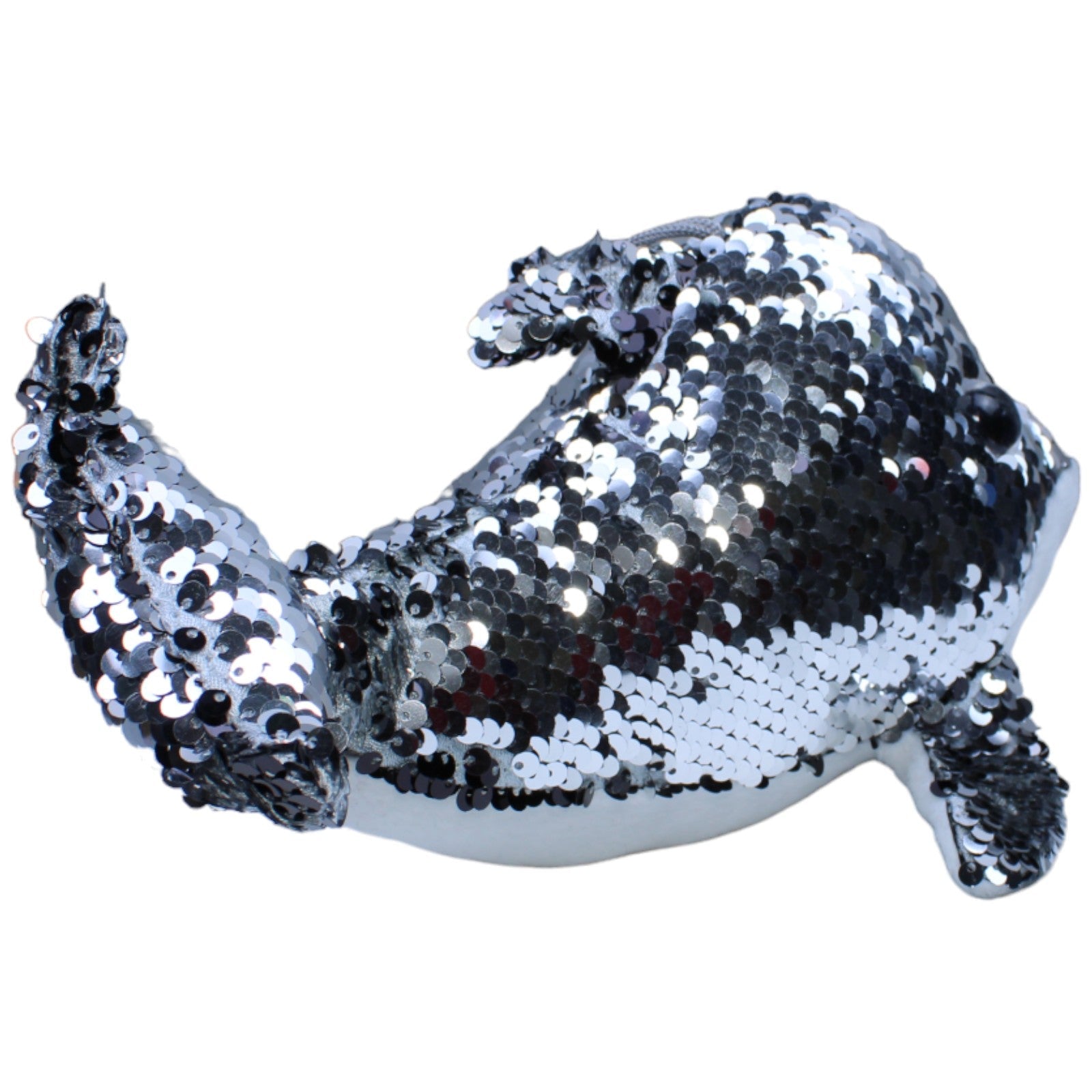 1236627 FLOTI Flos Toys, Paillette Delfin schwarz - silber Kuscheltier Kumpel Leo Gebraucht Hund