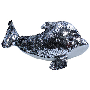 1236627 FLOTI Flos Toys, Paillette Delfin schwarz - silber Kuscheltier Kumpel Leo Gebraucht Hund