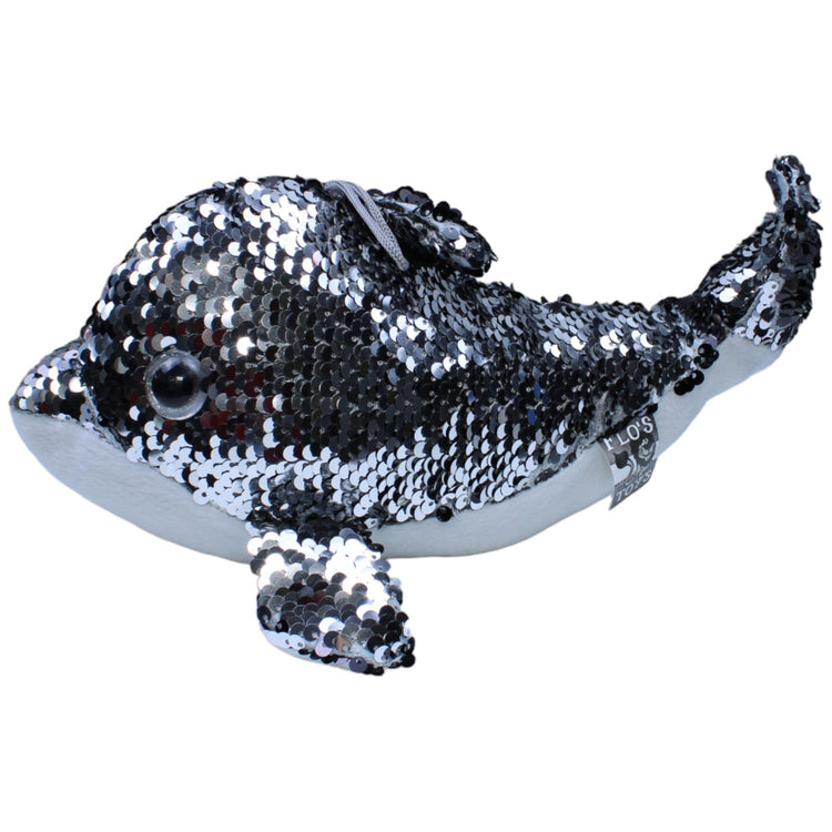 1236627 FLOTI Flos Toys, Paillette Delfin schwarz - silber Kuscheltier Kumpel Leo Gebraucht Hund