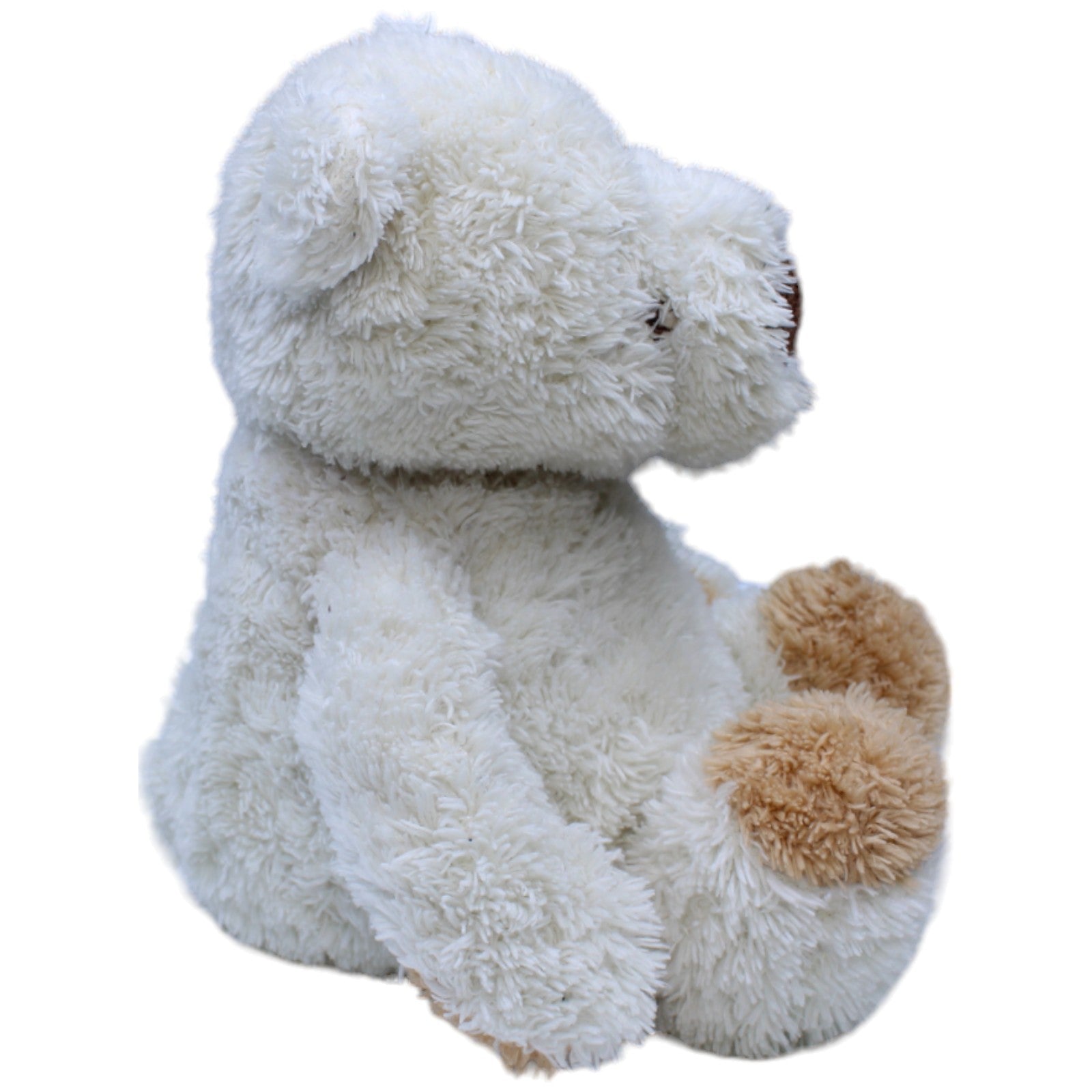 1236654 Nanu - Nana Weißer Teddybär mit braunen Pfoten, sitzend Kuscheltier Kumpel Leo Bär Gebraucht Teddy