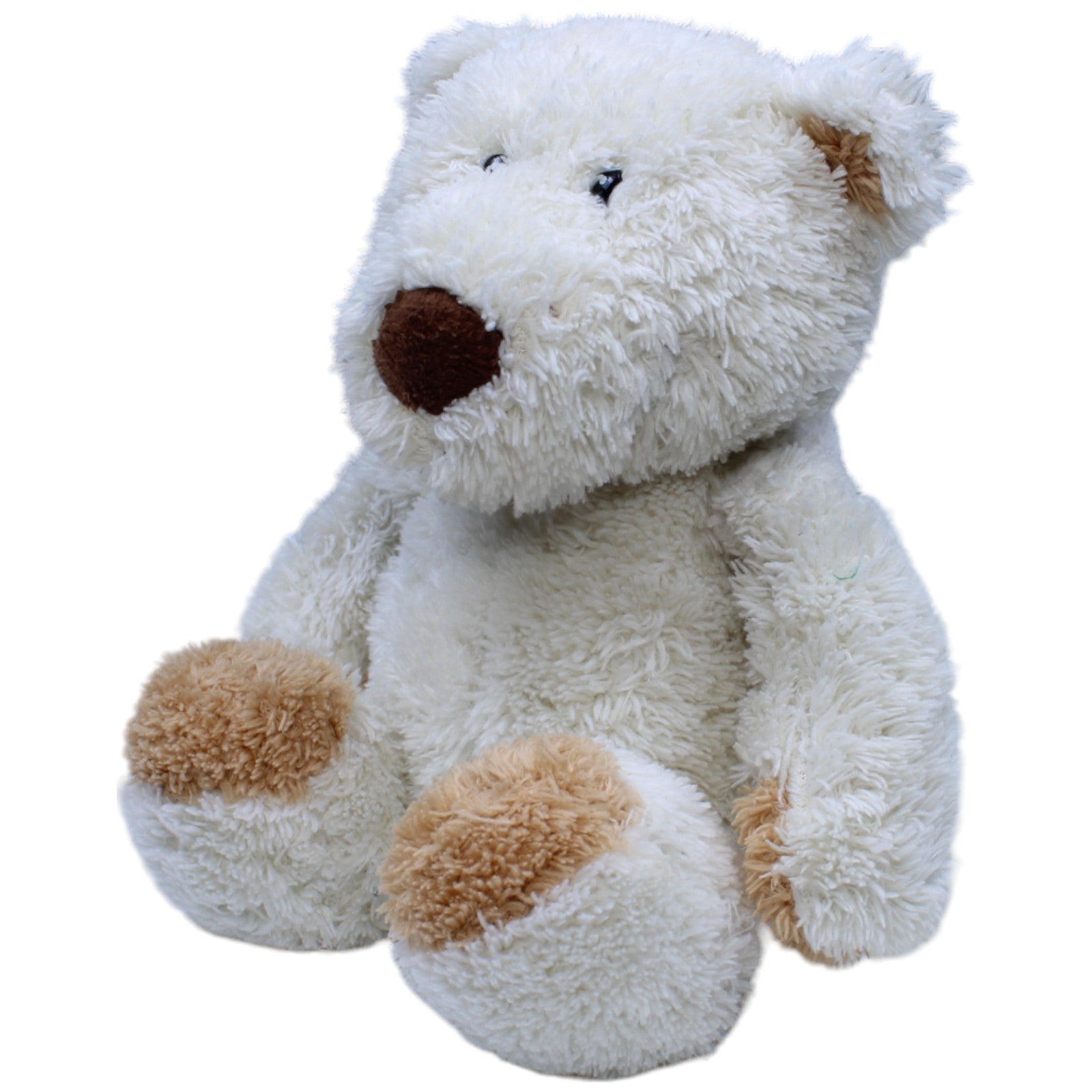 1236654 Nanu - Nana Weißer Teddybär mit braunen Pfoten, sitzend Kuscheltier Kumpel Leo Bär Gebraucht Teddy