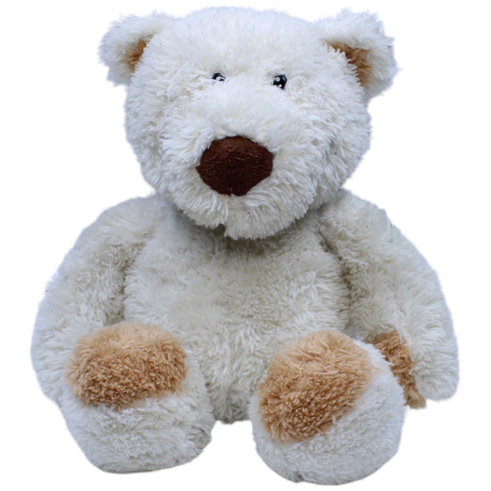 1236654 Nanu - Nana Weißer Teddybär mit braunen Pfoten, sitzend Kuscheltier Kumpel Leo Bär Gebraucht Teddy