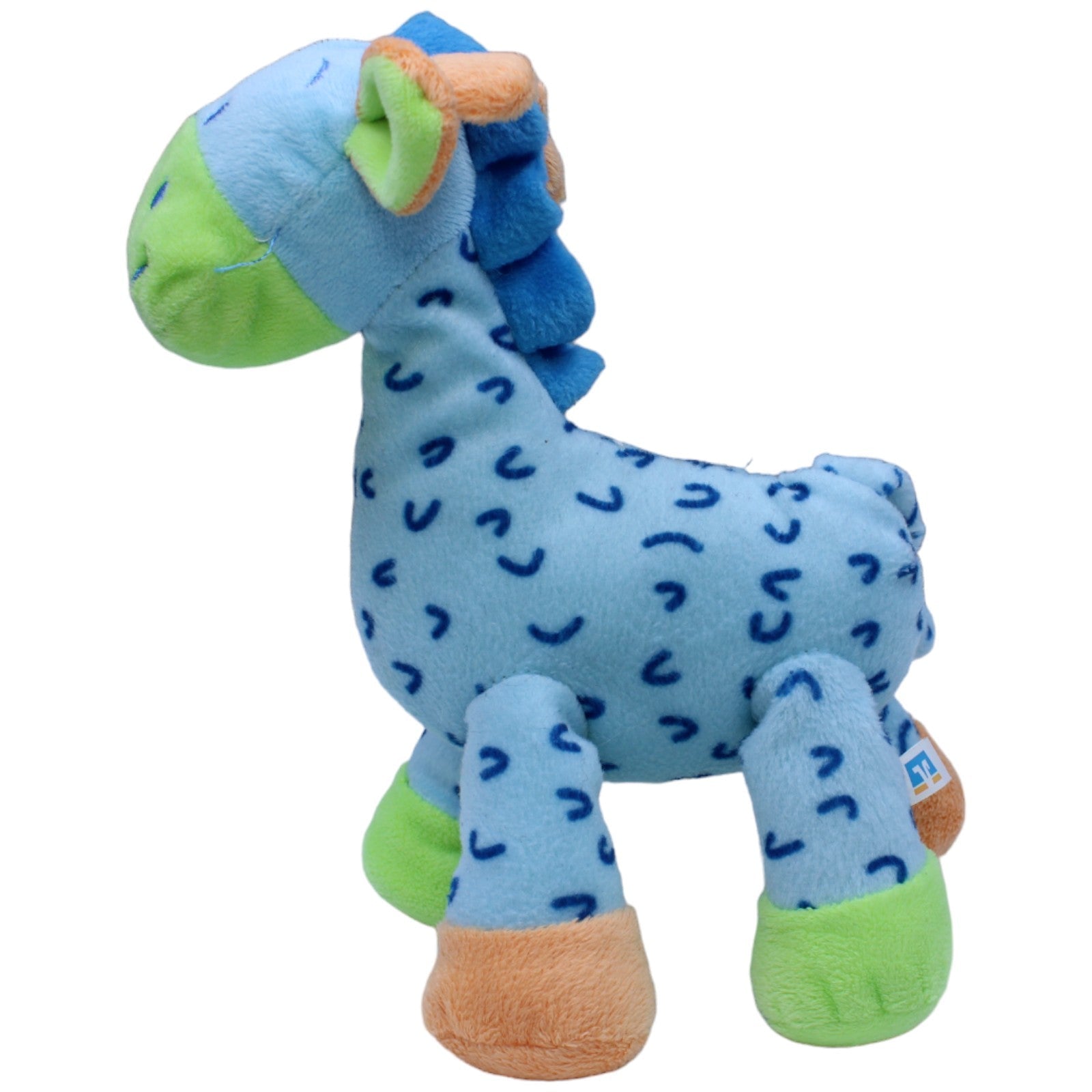 1236723 DG Verlag Volksbank, blaue Giraffe mit Muster Kuscheltier Kumpel Leo Gebraucht