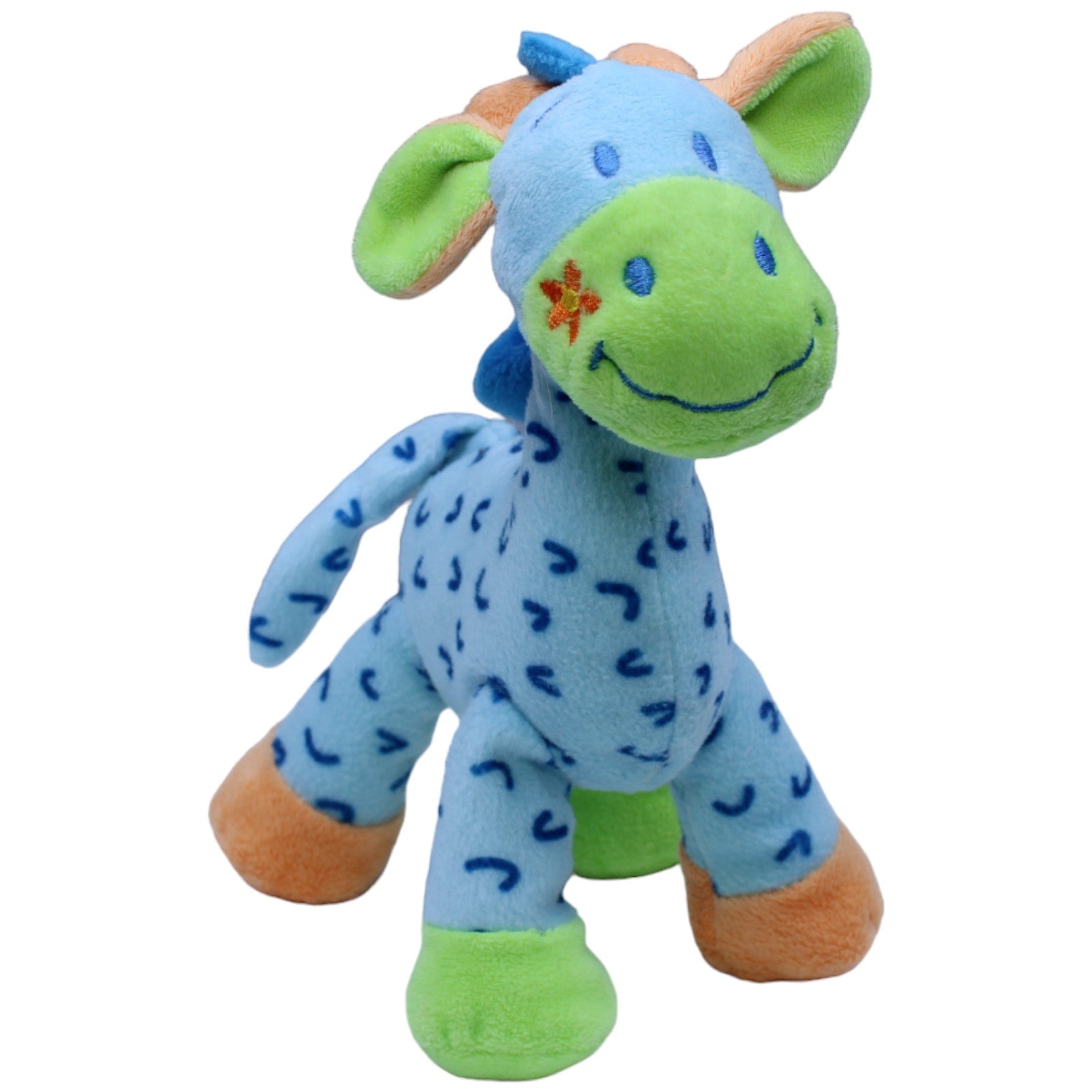 1236723 DG Verlag Volksbank, blaue Giraffe mit Muster Kuscheltier Kumpel Leo Gebraucht