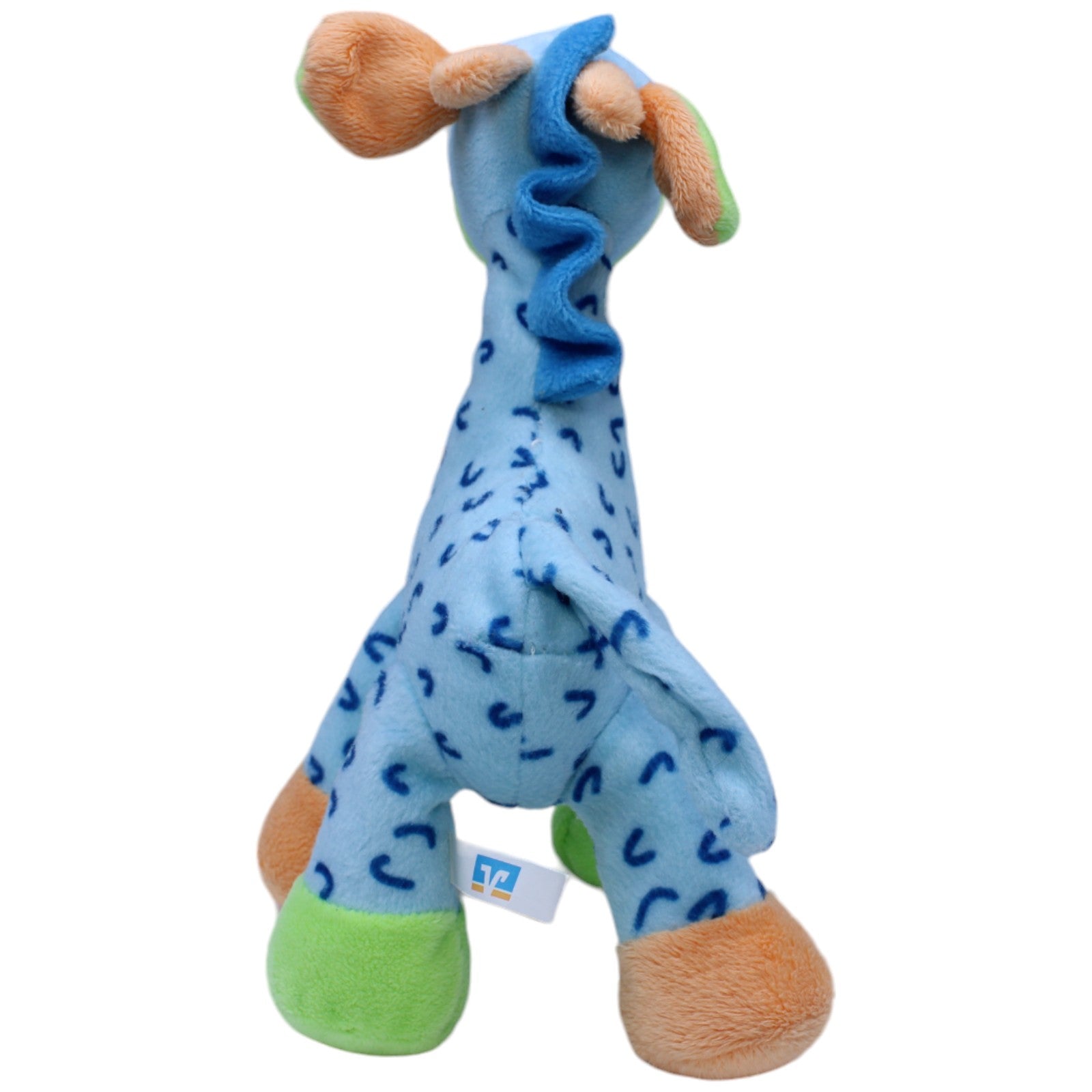 1236723 DG Verlag Volksbank, blaue Giraffe mit Muster Kuscheltier Kumpel Leo Gebraucht