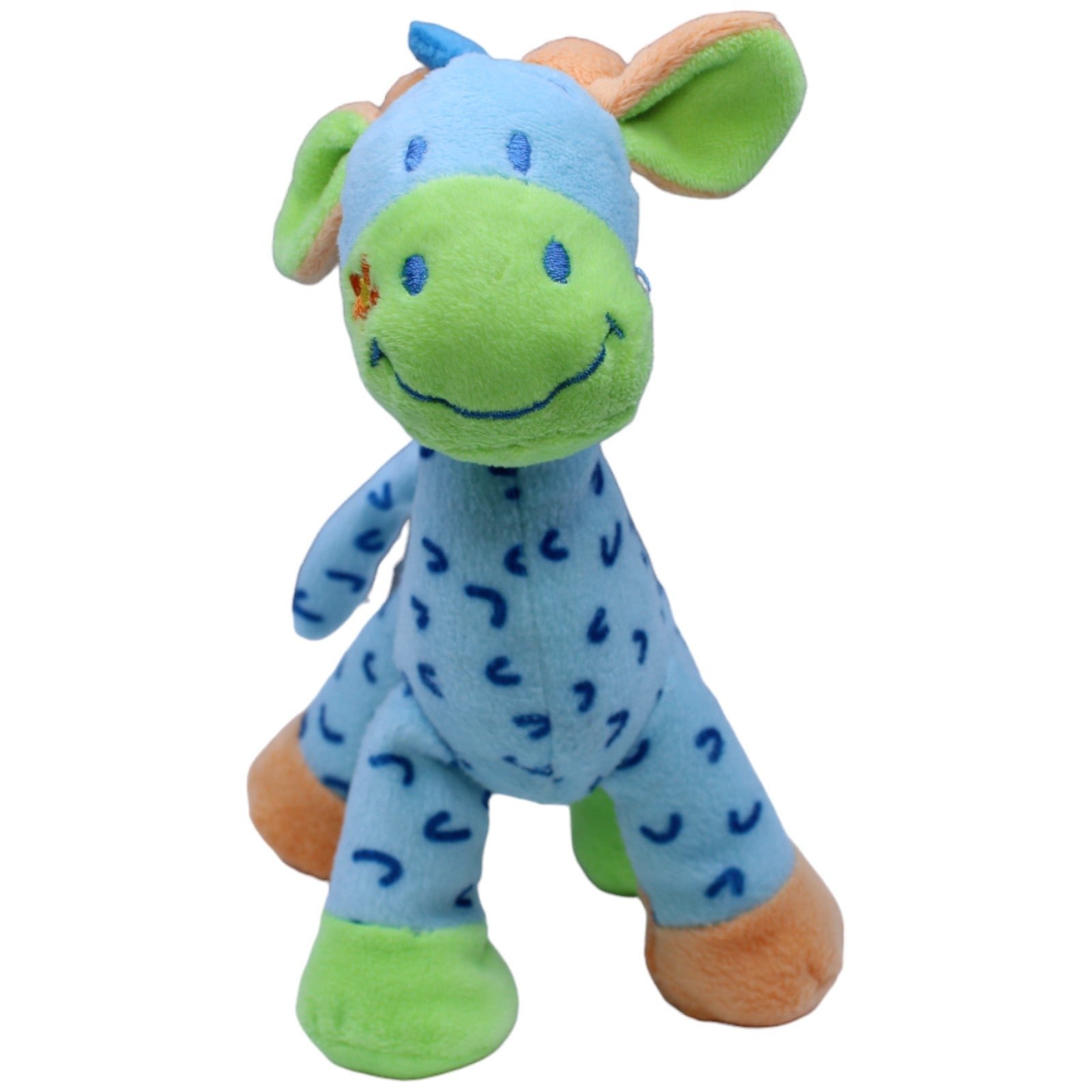 1236723 DG Verlag Volksbank, blaue Giraffe mit Muster Kuscheltier Kumpel Leo Gebraucht