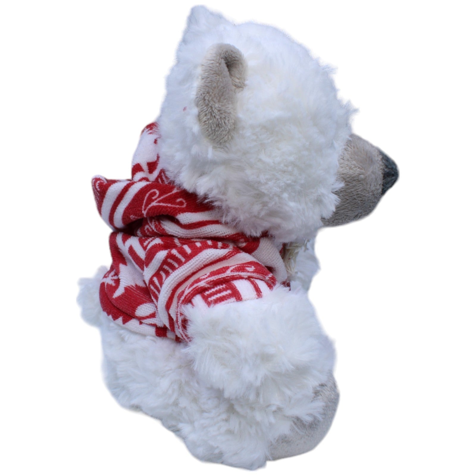 1236744 Müller Weißer Teddybär mit Weihnachts - Pullover Kuscheltier Kumpel Leo Bär Gebraucht Teddy