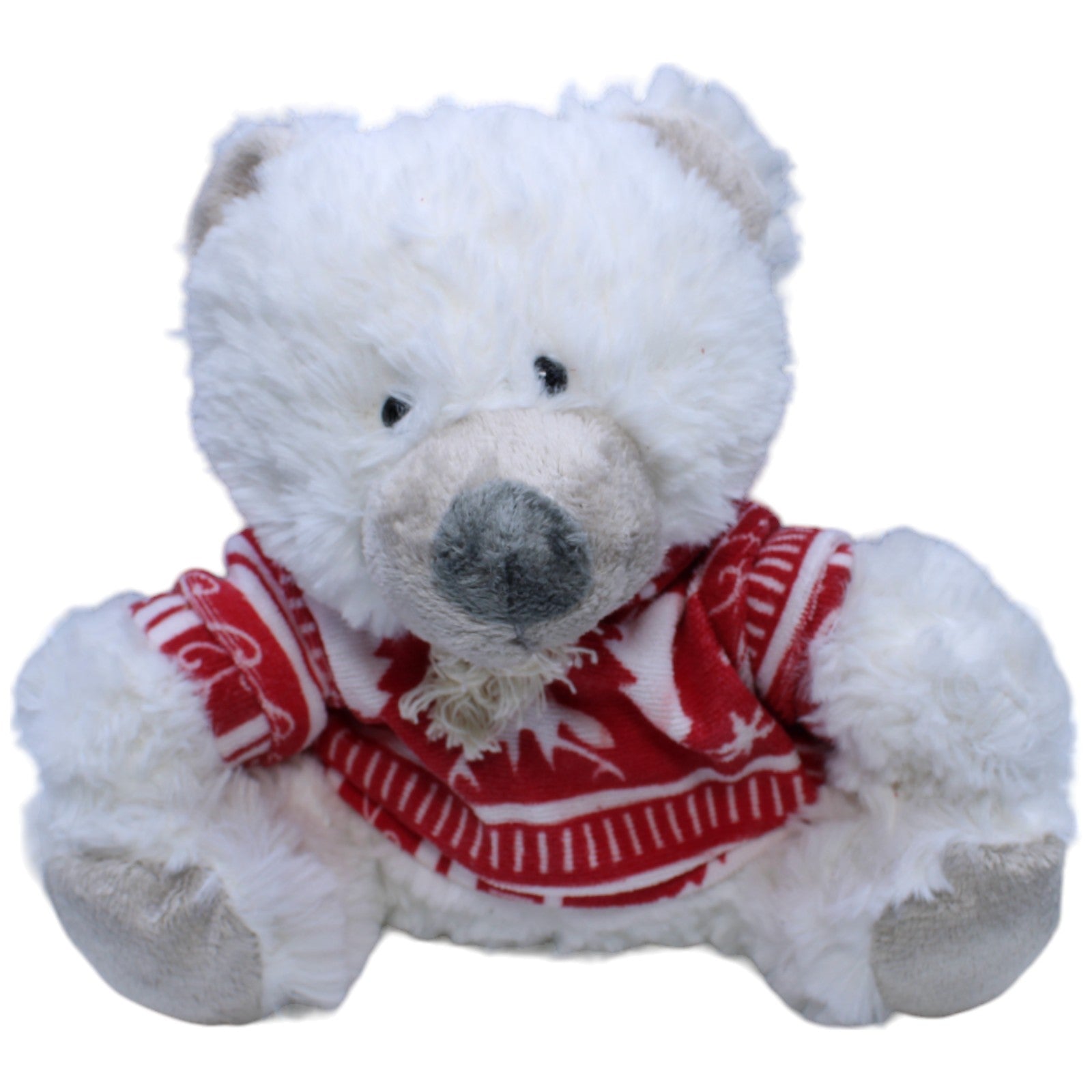 1236744 Müller Weißer Teddybär mit Weihnachts - Pullover Kuscheltier Kumpel Leo Bär Gebraucht Teddy