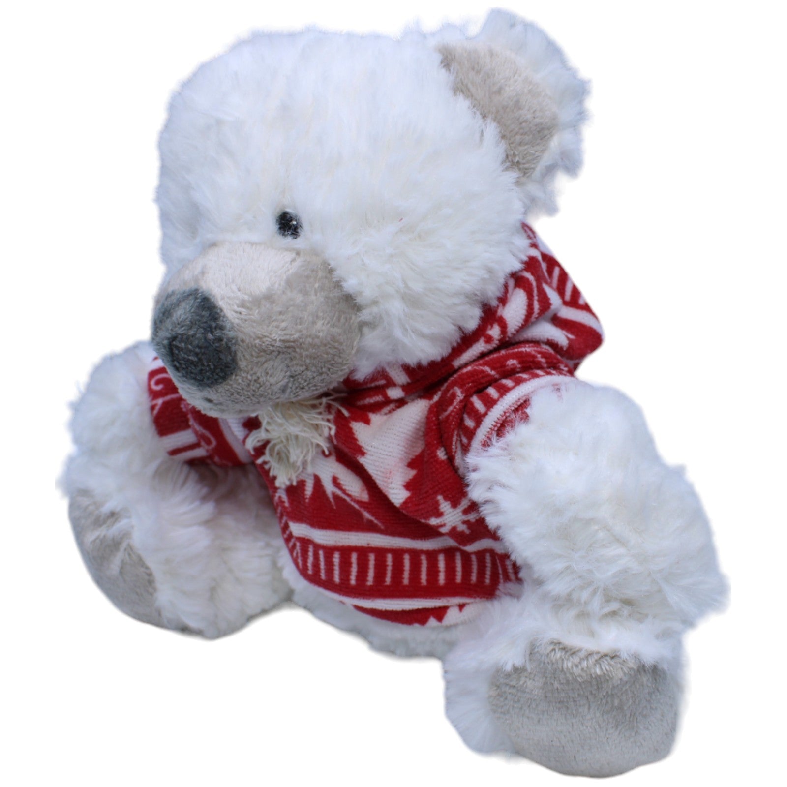 1236744 Müller Weißer Teddybär mit Weihnachts - Pullover Kuscheltier Kumpel Leo Bär Gebraucht Teddy