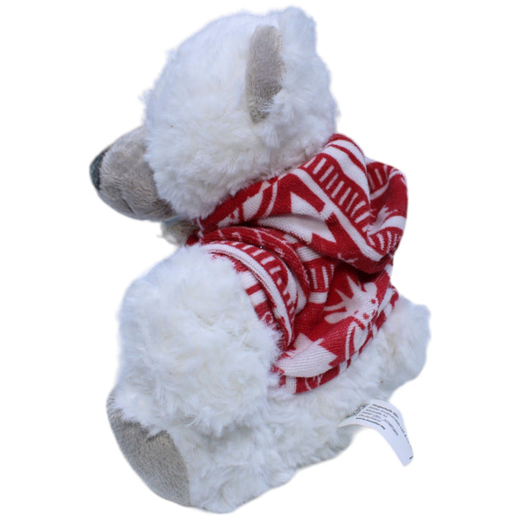 1236744 Müller Weißer Teddybär mit Weihnachts - Pullover Kuscheltier Kumpel Leo Bär Gebraucht Teddy