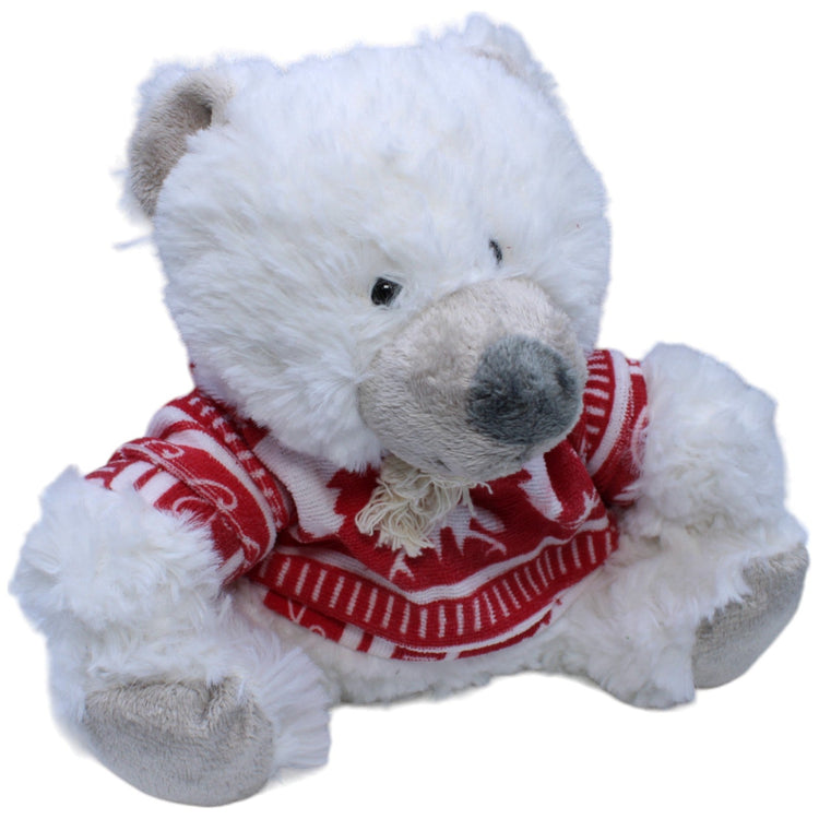 1236744 Müller Weißer Teddybär mit Weihnachts - Pullover Kuscheltier Kumpel Leo Bär Gebraucht Teddy