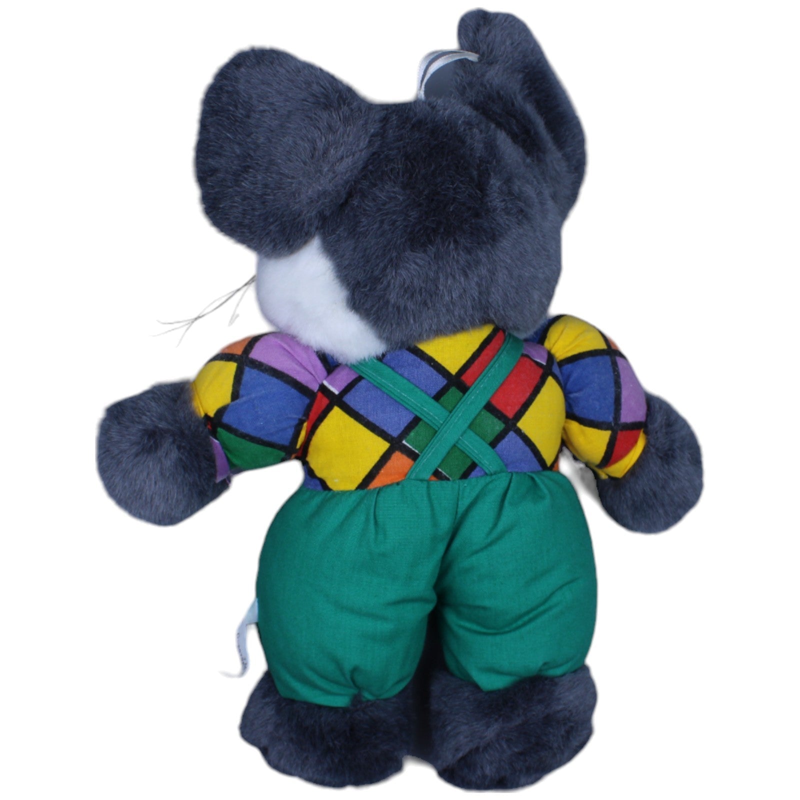 1236838 JMV Patchwork - Maus mit grüner Latzhose, bunt Kuscheltier Kumpel Leo Gebraucht