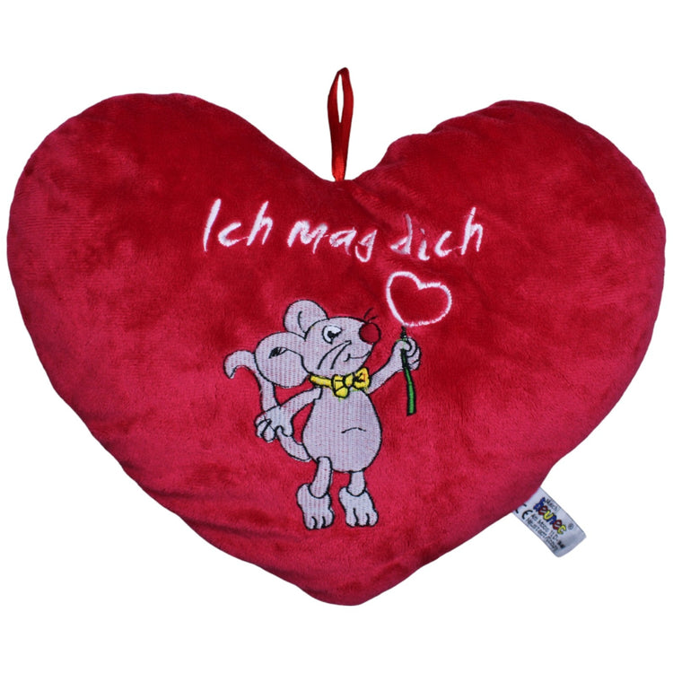 1236870 Heunec Herz mit süßer Maus "Ich mag dich" Plüschfigur Kumpel Leo Gebraucht