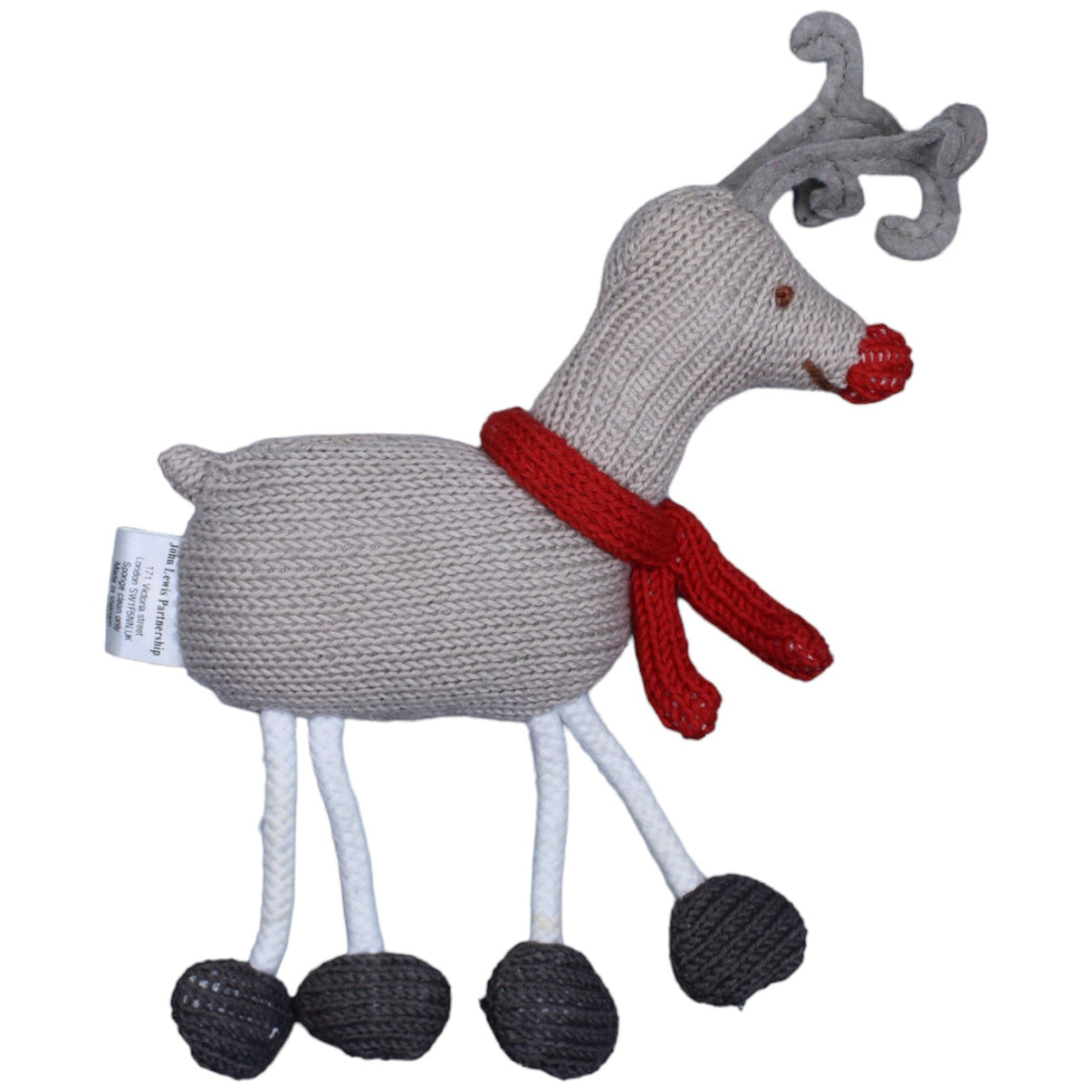 1236984 John Lewis Partnership Schlenker - Rentier in Strick - Optik, klein Kuscheltier Kumpel Leo Gebraucht