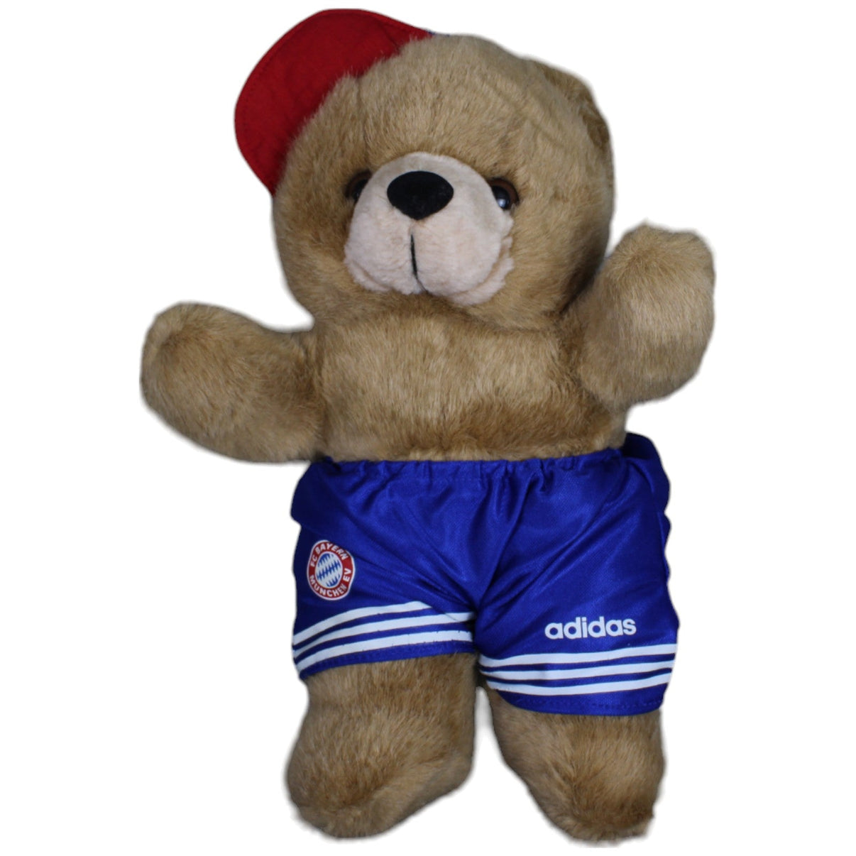 1237218 Fan World FC Bayern München Maskottchen Bär Berni mit Heim - Hose 1995 - 1997 Kuscheltier Kumpel Leo Gebraucht Vintage