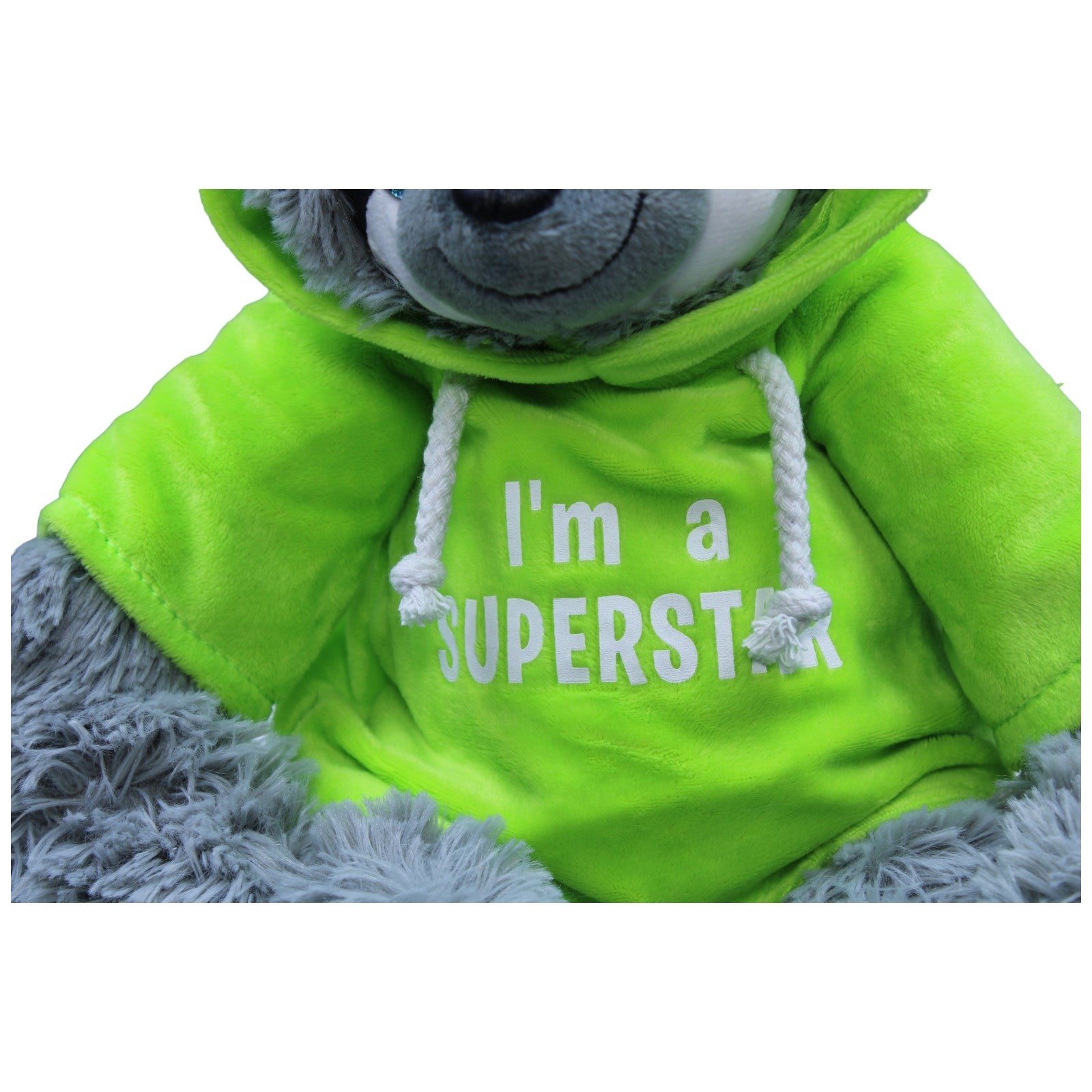 1237263 FLOTI Flos Toys, Faultier mit grünem "Im a SUPERSTAR" Pullover Kuscheltier Kumpel Leo neu