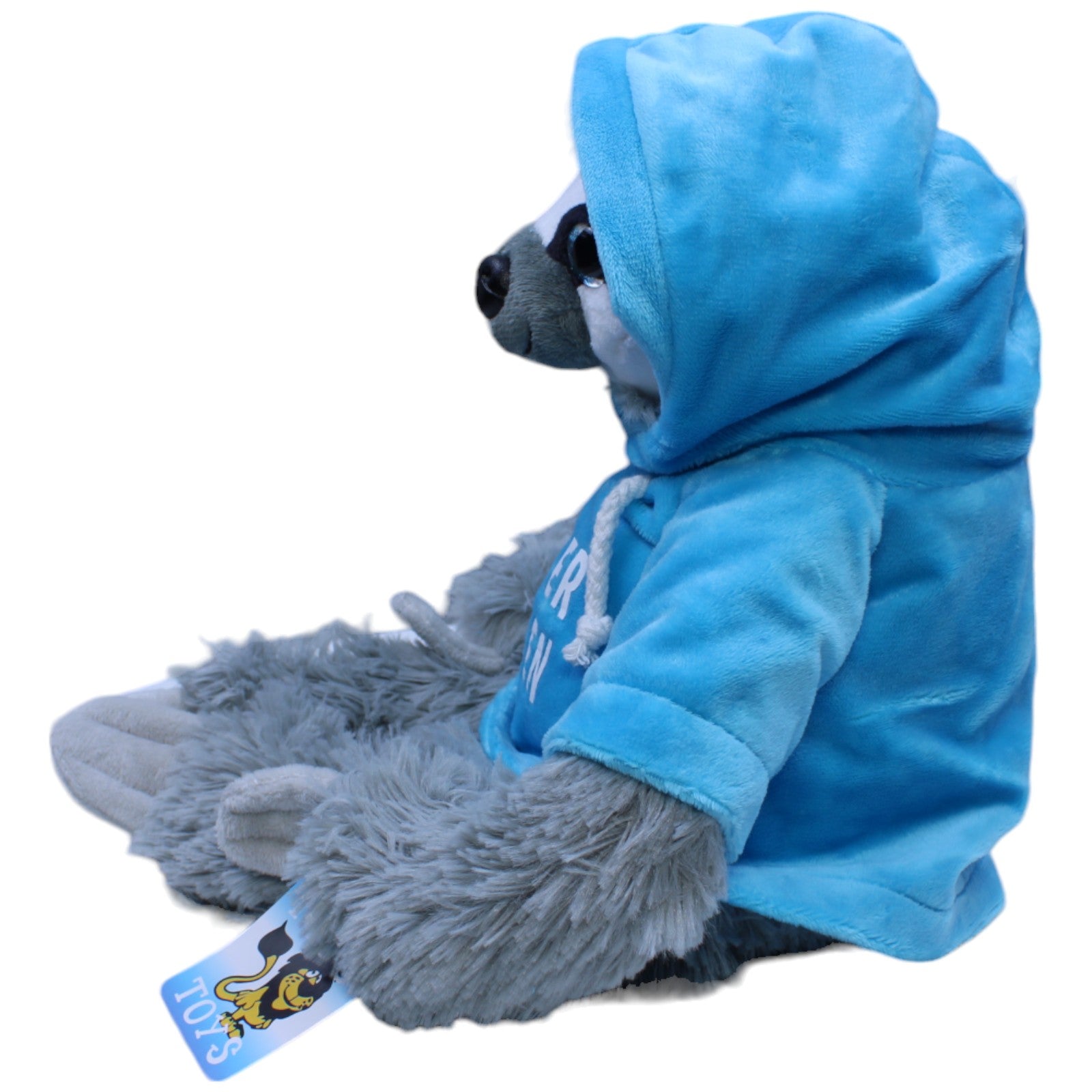 1237264 FLOTI Flos Toys, Faultier mit blauem "LOCKER BLEIBEN" Pullover Kuscheltier Kumpel Leo neu