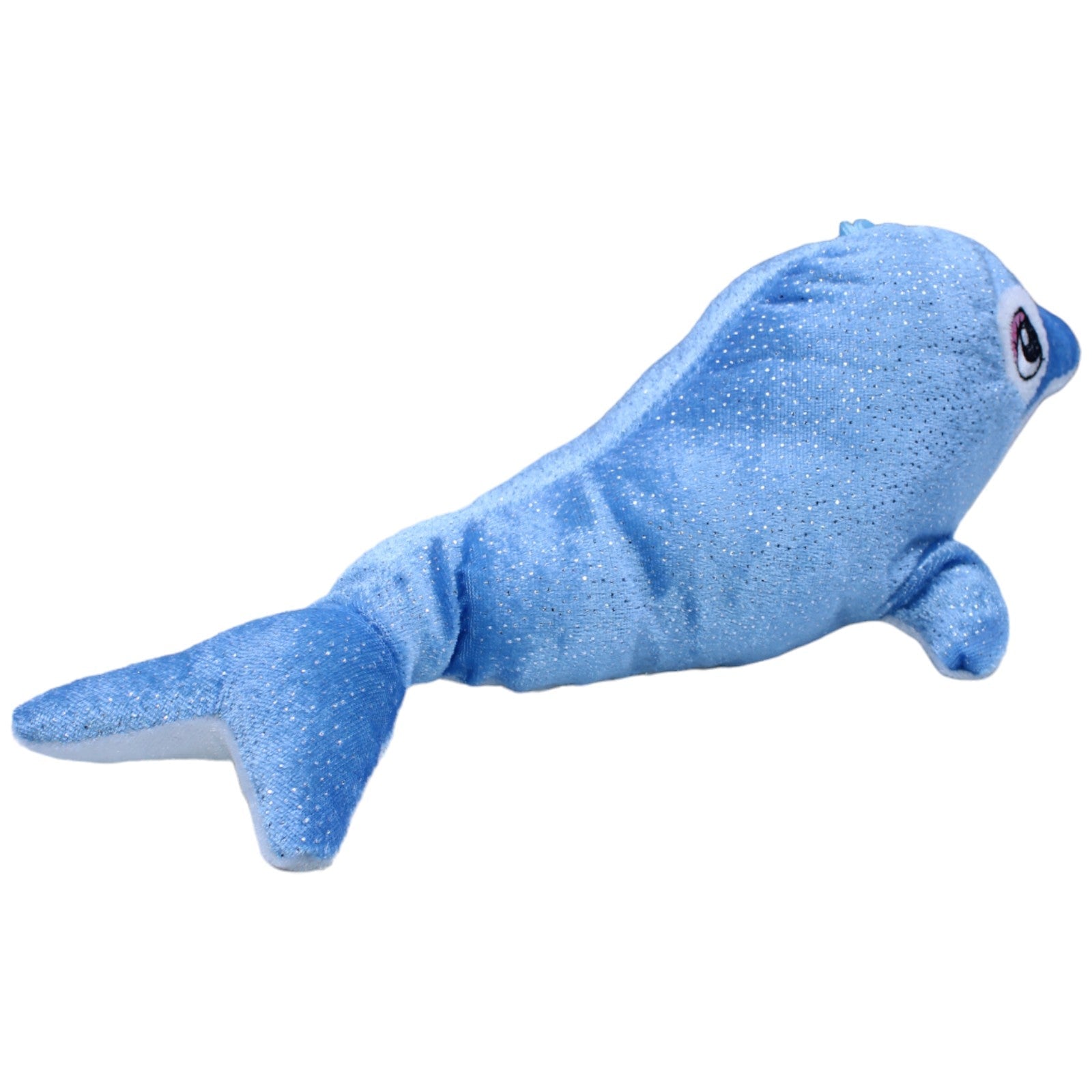 1237332 FLOTI Flos Toys, blauer glitzernder Delfin Kuscheltier Kumpel Leo Gebraucht