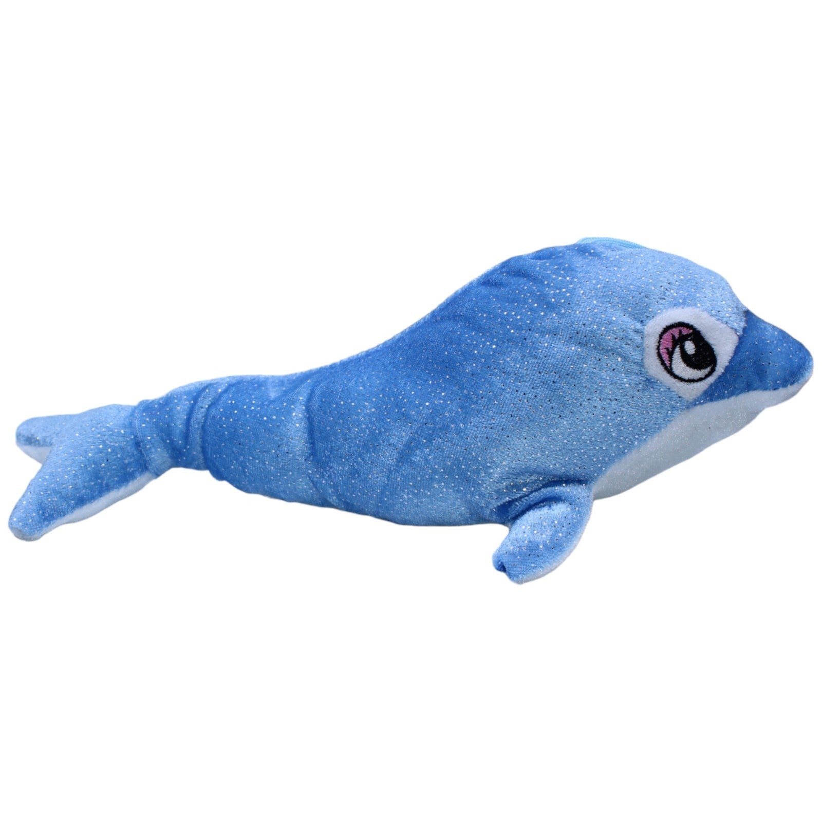 1237332 FLOTI Flos Toys, blauer glitzernder Delfin Kuscheltier Kumpel Leo Gebraucht