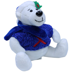 1237383 GPK Int. Handel Eisbär mit blauem Pullover mit AIDS - Schleife Kuscheltier Kumpel Leo Gebraucht Weihnachten