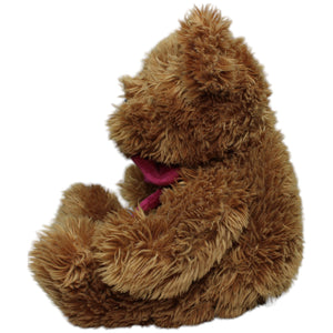 1237391 Nanu - Nana Zotteliger Teddybär mit weinroter Schleife Kuscheltier Kumpel Leo Bär Gebraucht Teddy