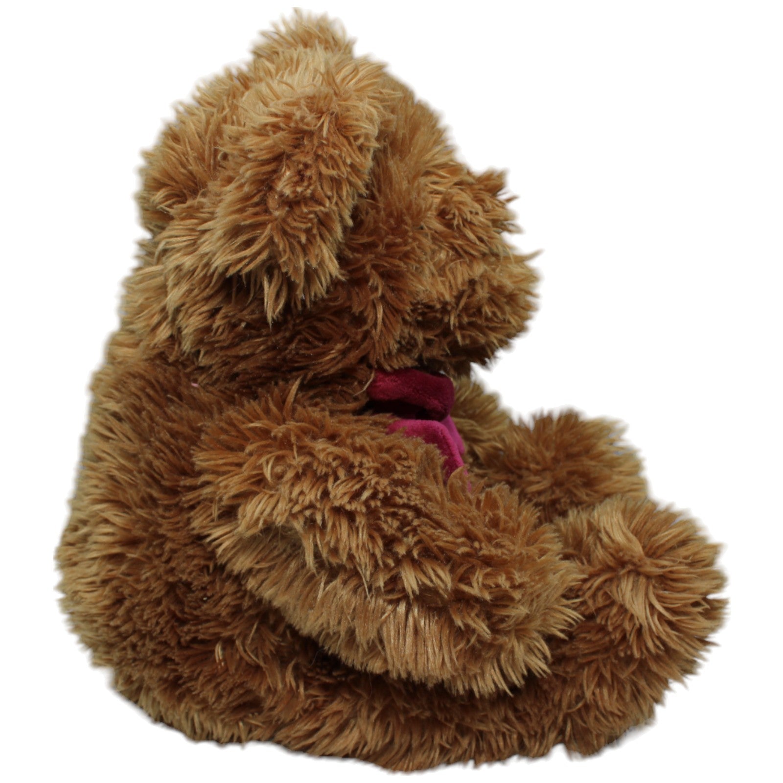 1237391 Nanu - Nana Zotteliger Teddybär mit weinroter Schleife Kuscheltier Kumpel Leo Bär Gebraucht Teddy