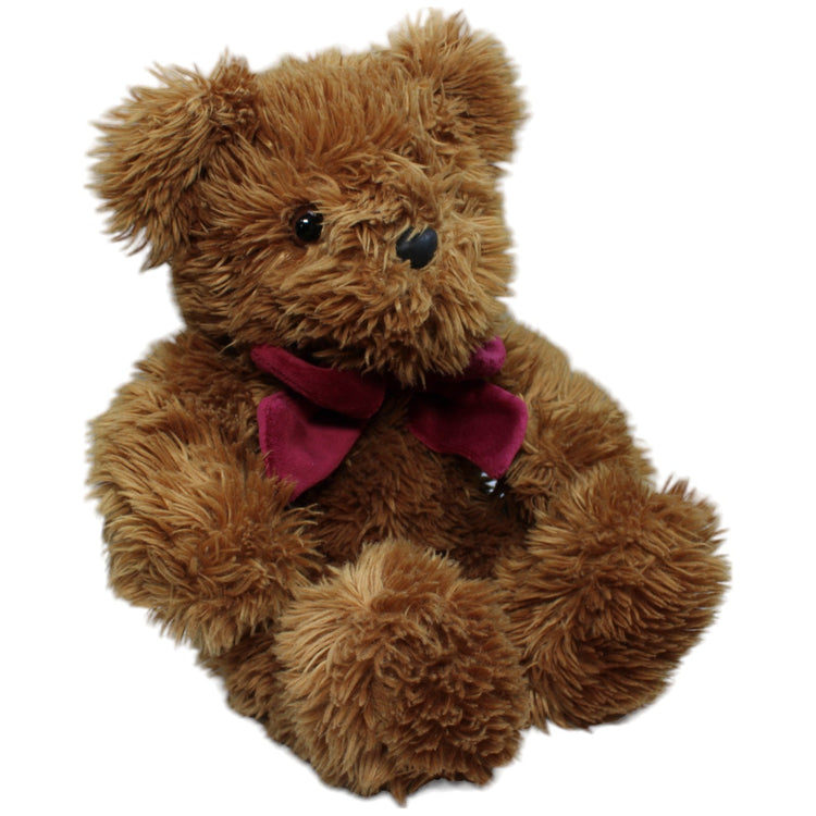 1237391 Nanu - Nana Zotteliger Teddybär mit weinroter Schleife Kuscheltier Kumpel Leo Bär Gebraucht Teddy