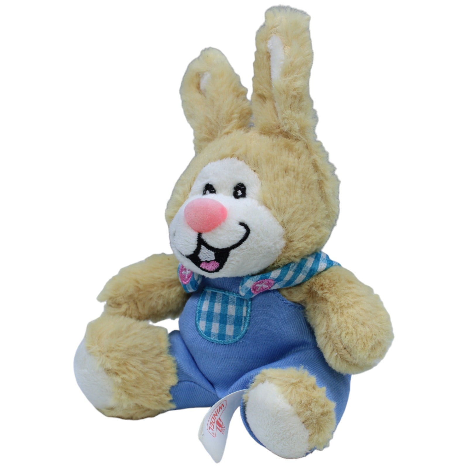 1237486 Windel Süßer Hase in blauer Latzhose, sitzend Kuscheltier Kumpel Leo Gebraucht Kaninchen Osterhase