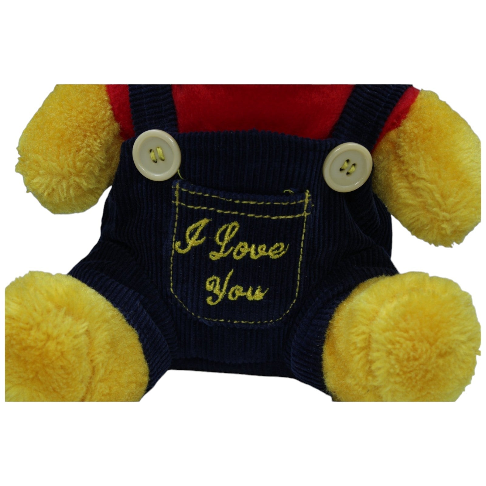 1237491 Amek Gelber Bär mit Latzhose "I Love You", sitzend Kuscheltier Kumpel Leo Gebraucht