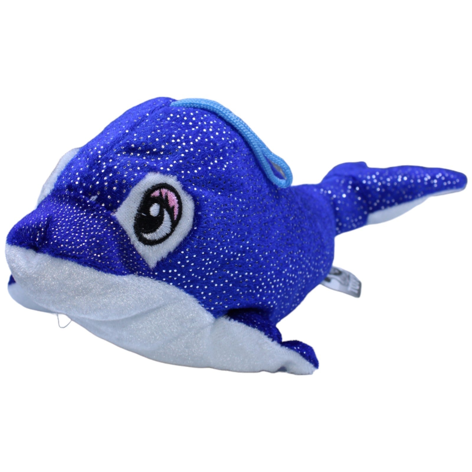 1237536 FLOTI Flos Toys, glitzernder Delfin dunkelblau Kuscheltier Kumpel Leo Gebraucht