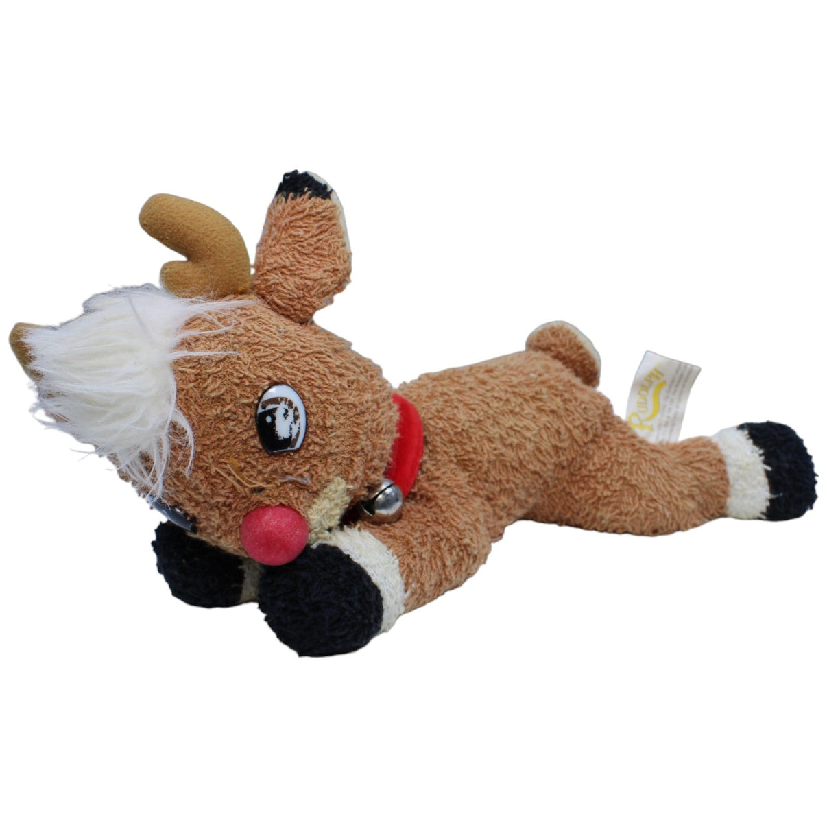 1237545 Tip Top Toys Frottee - Rudolph mit der roten Nase, liegend Kuscheltier Kumpel Leo Gebraucht Rentier Retro