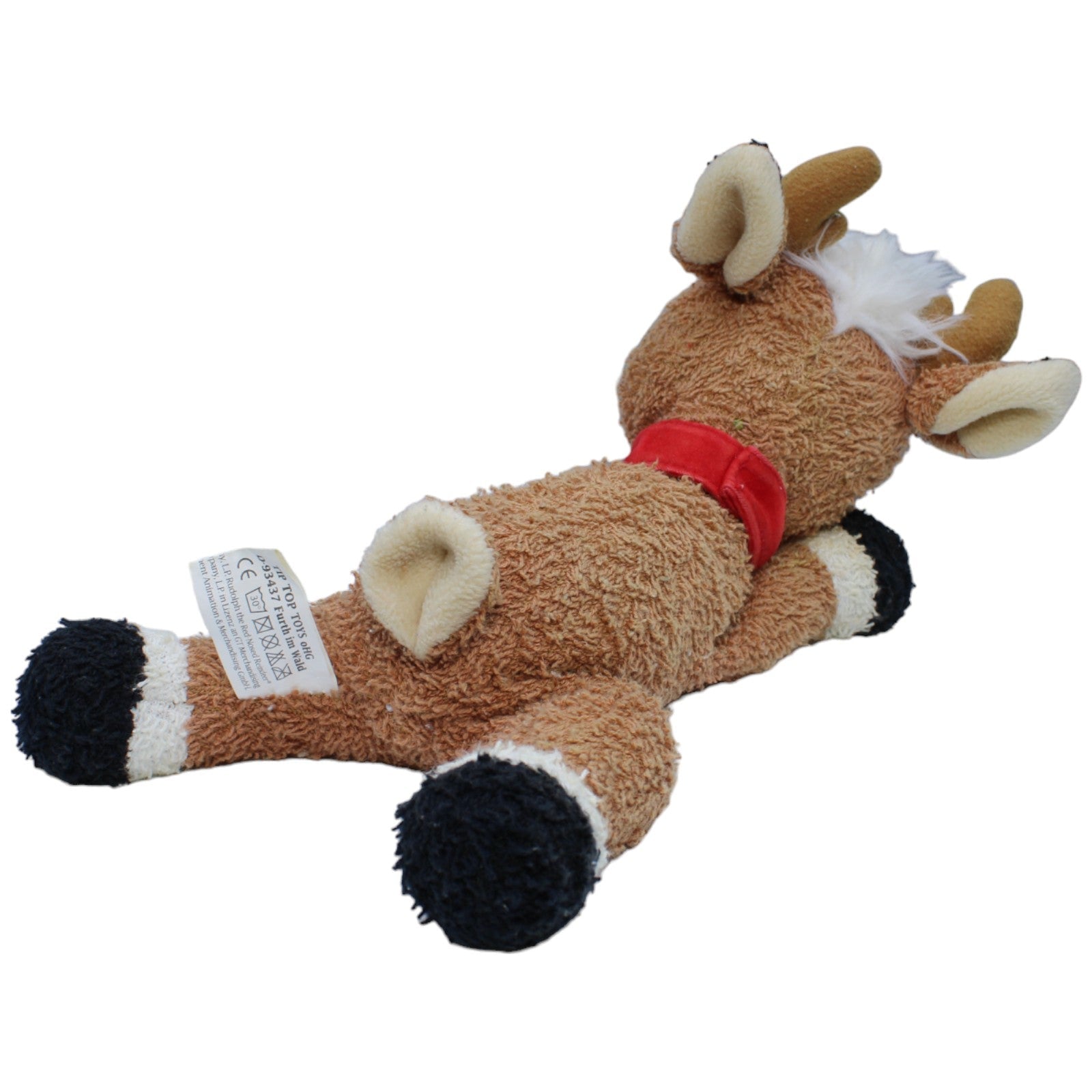 1237545 Tip Top Toys Frottee - Rudolph mit der roten Nase, liegend Kuscheltier Kumpel Leo Gebraucht Rentier Retro