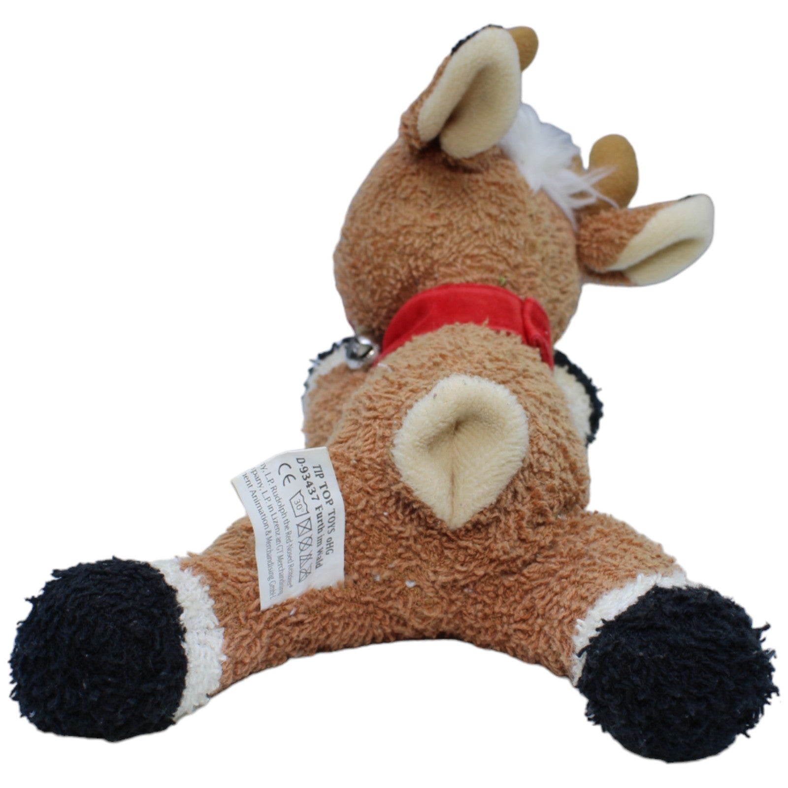 1237545 Tip Top Toys Frottee - Rudolph mit der roten Nase, liegend Kuscheltier Kumpel Leo Gebraucht Rentier Retro