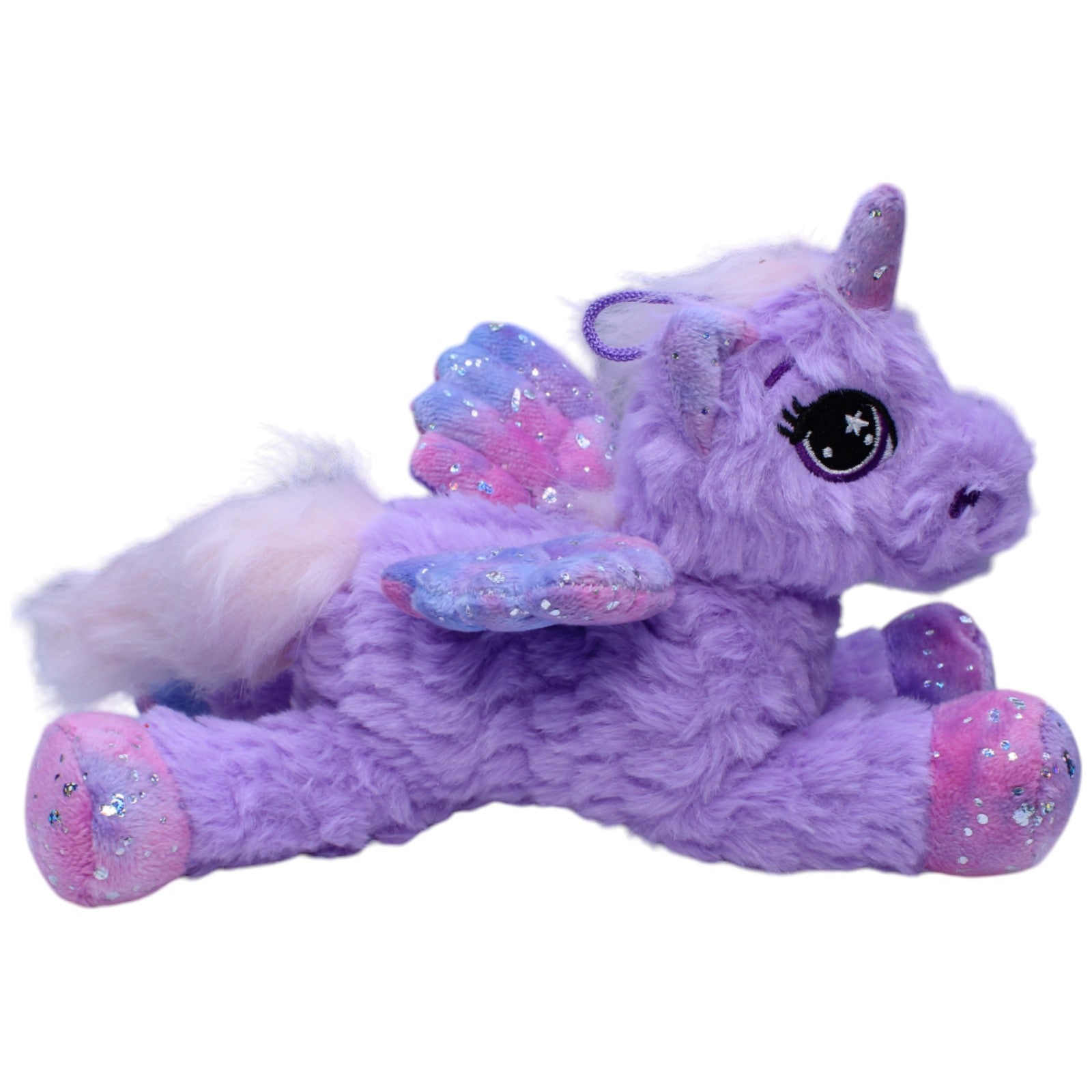 1237562 Landahl & Baumann Lila Einhorn mit Flügel & Glitzer, liegend Kuscheltier Kumpel Leo neu