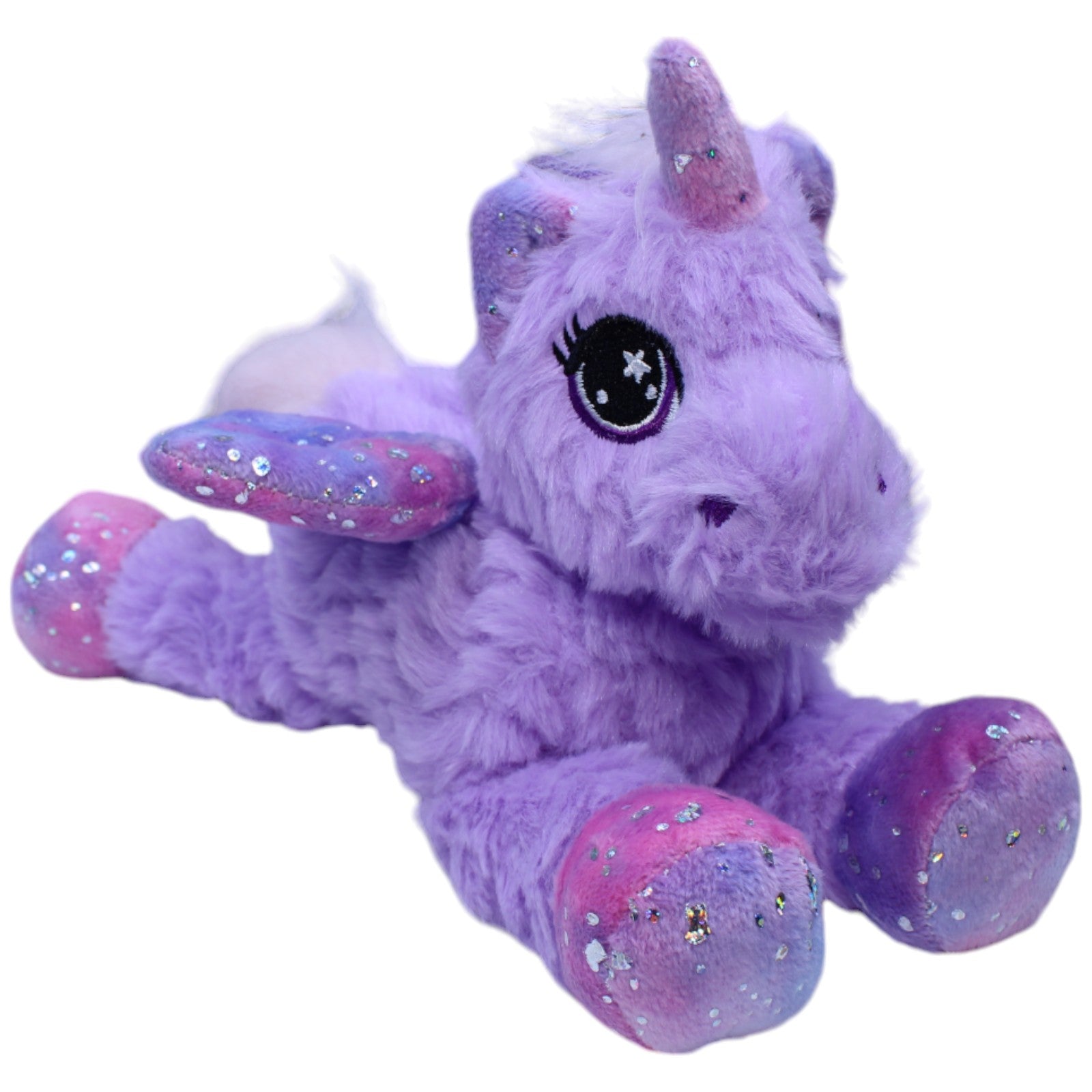 1237562 Landahl & Baumann Lila Einhorn mit Flügel & Glitzer, liegend Kuscheltier Kumpel Leo neu