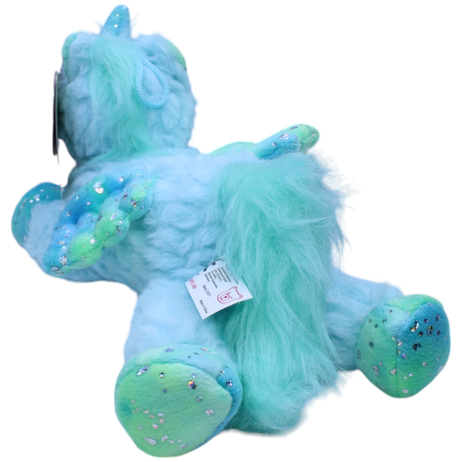 1237563 Landahl & Baumann Türkises Einhorn mit Flügel & Glitzer, liegend Kuscheltier Kumpel Leo neu