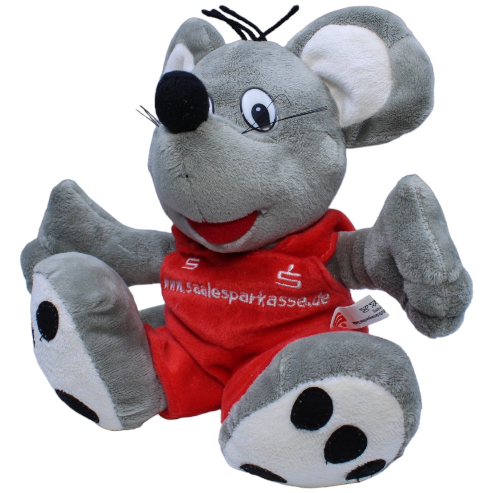 1237584 Golf Toys Sparkasse Saale, Maus mit roter Latzhose Kuscheltier Kumpel Leo Gebraucht