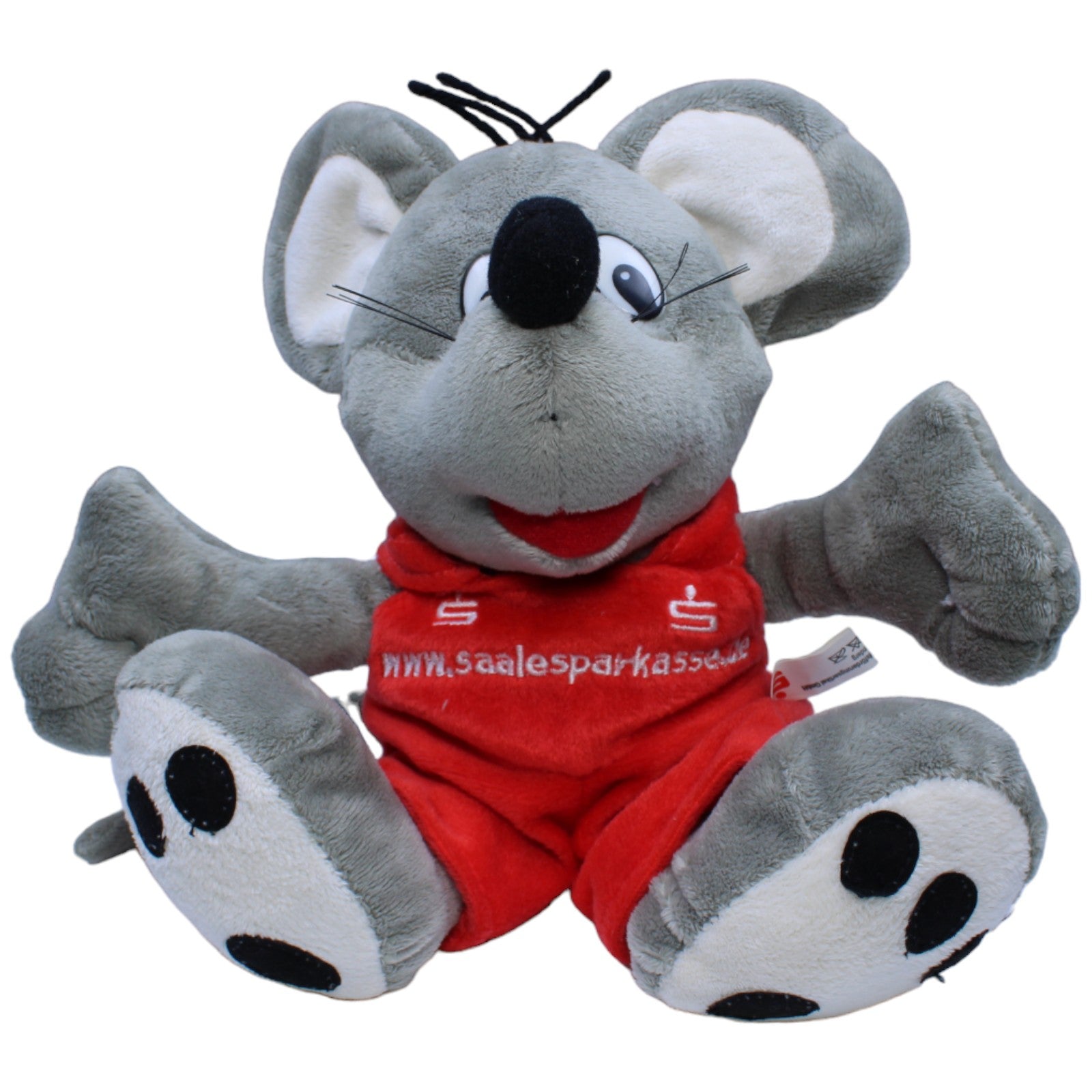 1237584 Golf Toys Sparkasse Saale, Maus mit roter Latzhose Kuscheltier Kumpel Leo Gebraucht