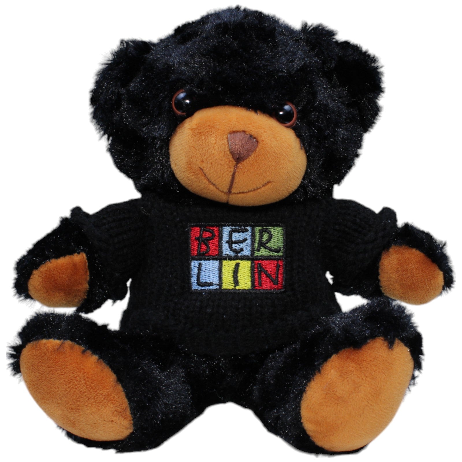 1237601 M.A.X. 2001 Sportmarketing Berlin Teddybär mit Pullover, schwarz Kuscheltier Kumpel Leo Bär Gebraucht Teddy