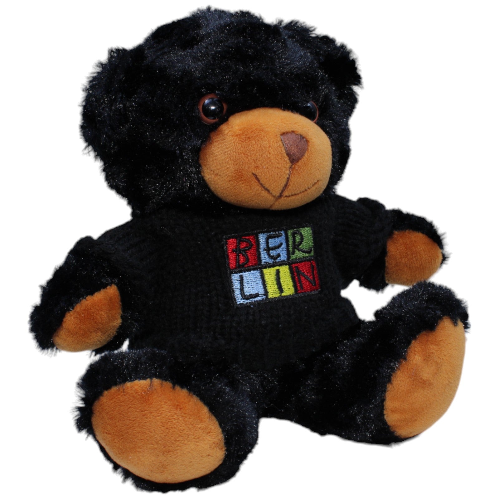 1237601 M.A.X. 2001 Sportmarketing Berlin Teddybär mit Pullover, schwarz Kuscheltier Kumpel Leo Bär Gebraucht Teddy