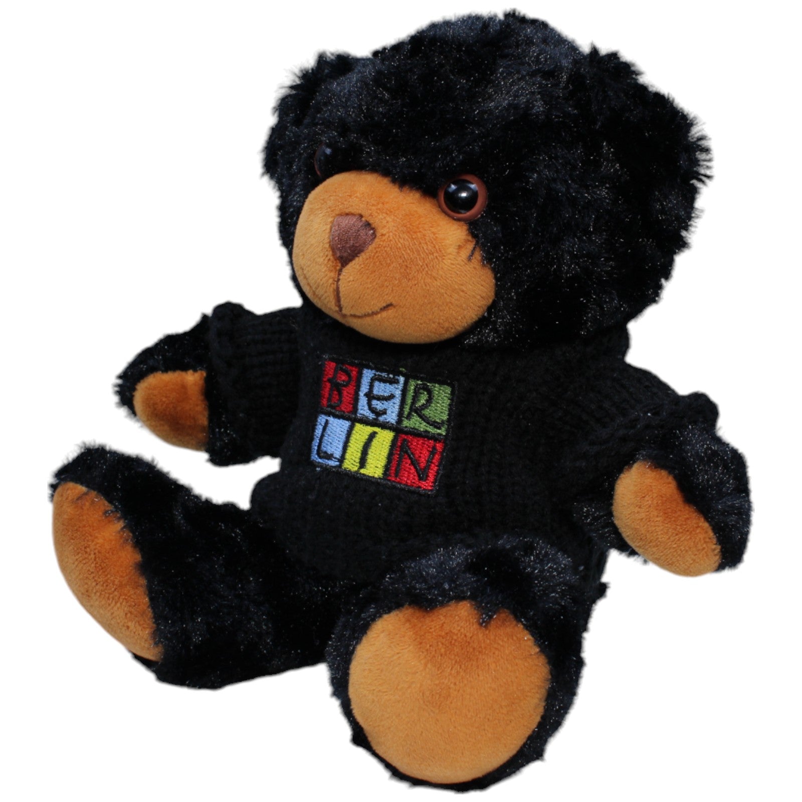 1237601 M.A.X. 2001 Sportmarketing Berlin Teddybär mit Pullover, schwarz Kuscheltier Kumpel Leo Bär Gebraucht Teddy