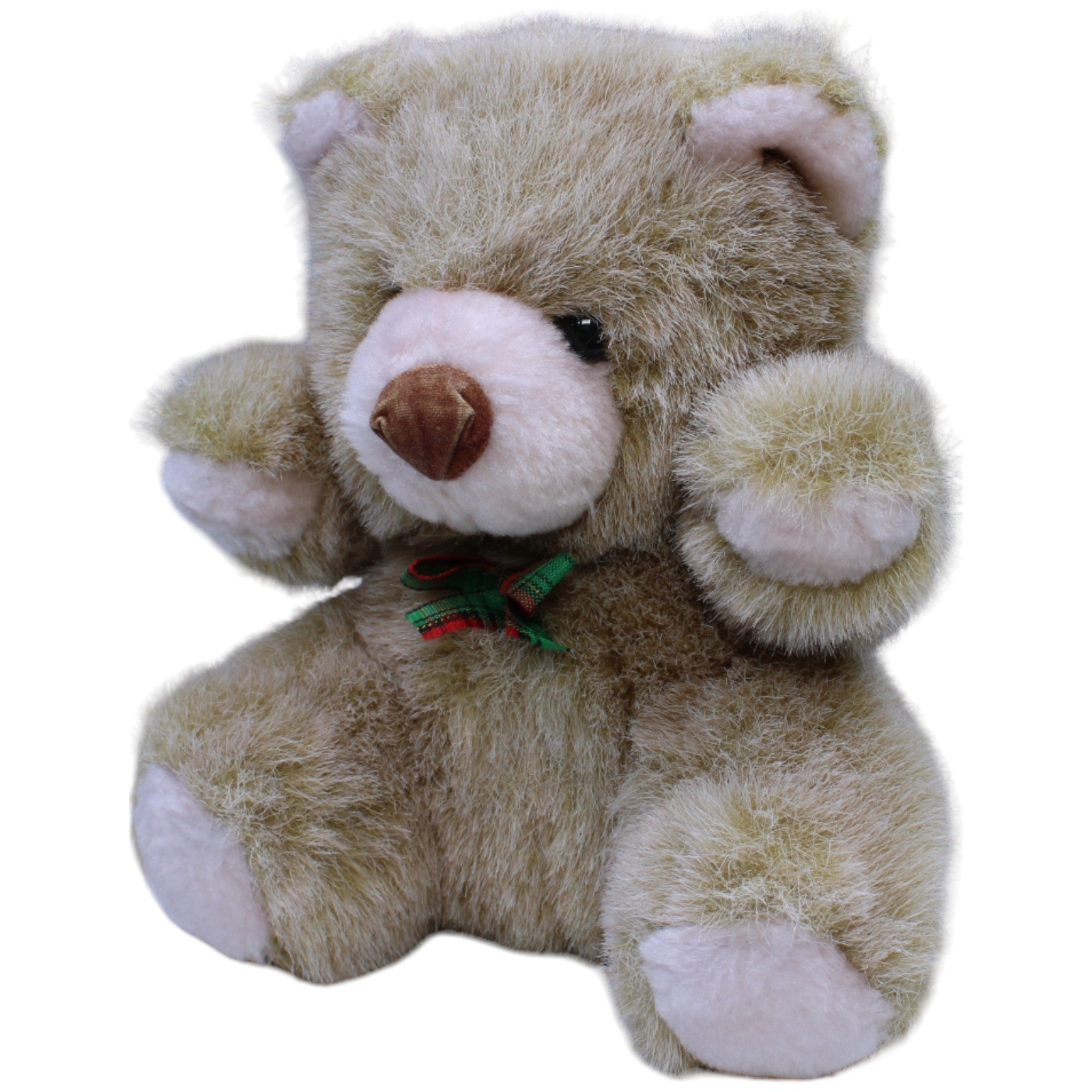 1237604 Nanu - Nana Teddybär mit rot - grüner Schleife, sitzend Kuscheltier Kumpel Leo Bär Gebraucht Teddy