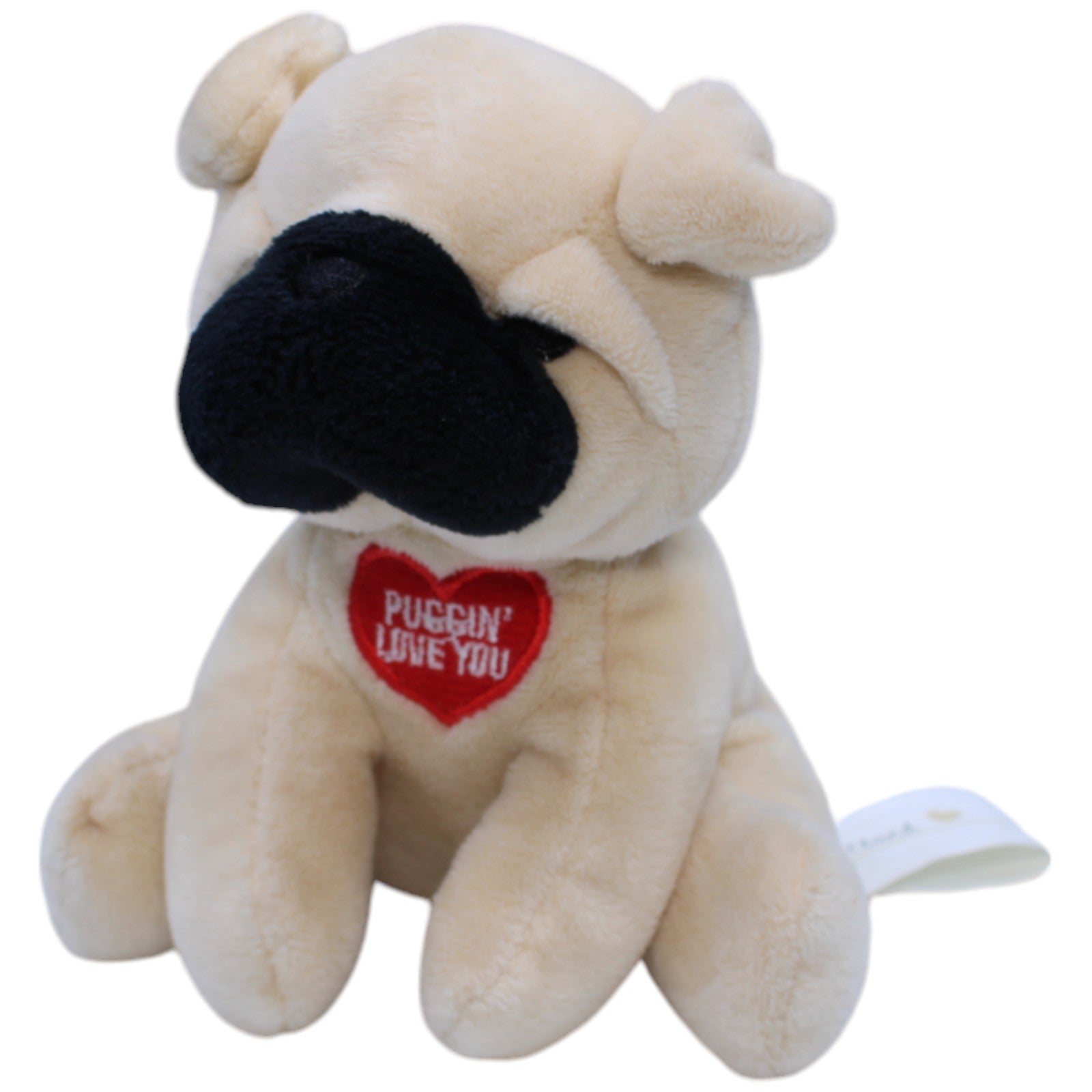 1237751 TEDI Kuschelfreund, Mops mit Herz "Puggin´ Love You" Kuscheltier Kumpel Leo Gebraucht Hund